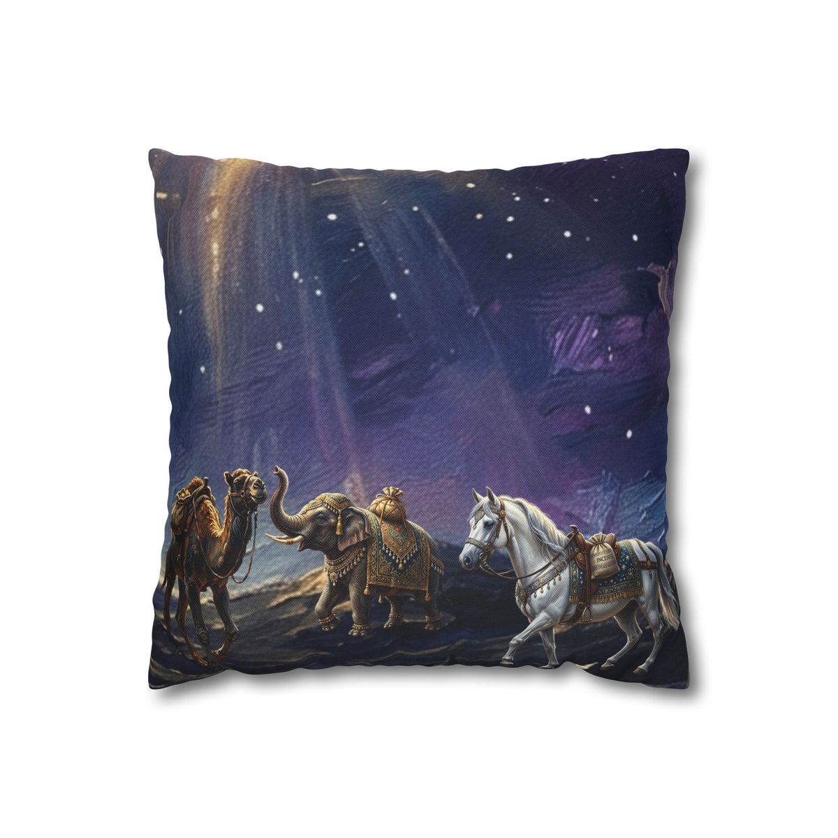Nativity Three Wise Men Pillowcase — Starry Night Christmas Decorative Throw Pillow