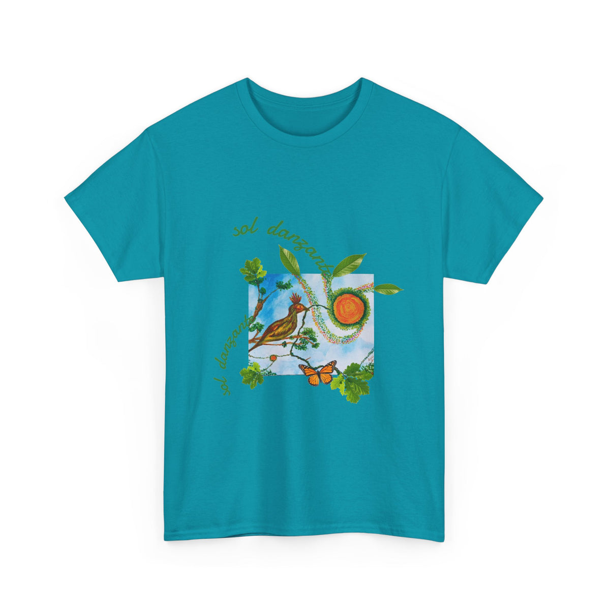 Nature Sunbird Tee — 'sol danzar' Floral Bird Graphic T‑Shirt