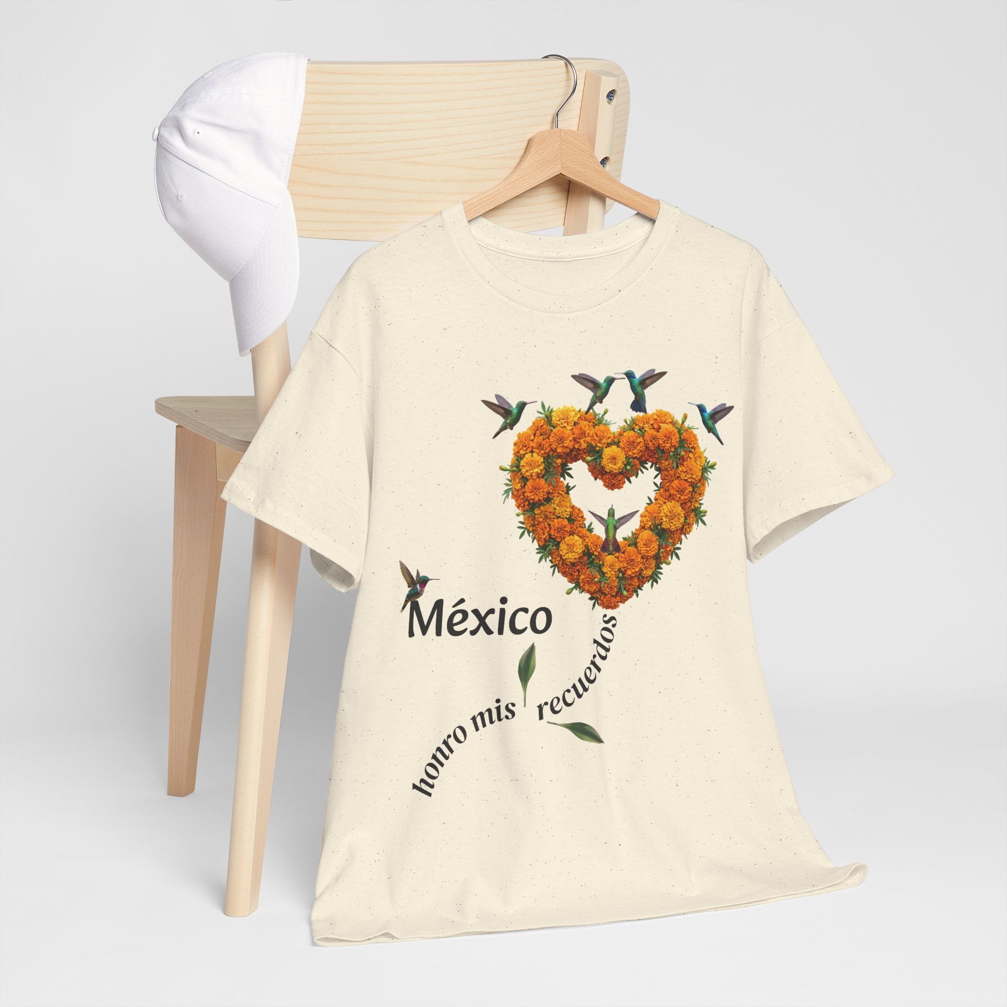 Mexico Marigold Heart T-Shirt – "tomo mis recuerdos" Día de Muertos Tribute