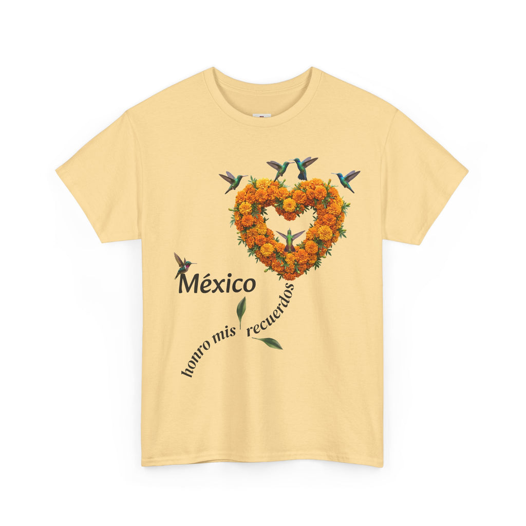 Mexico Marigold Heart T-Shirt – "tomo mis recuerdos" Día de Muertos Tribute