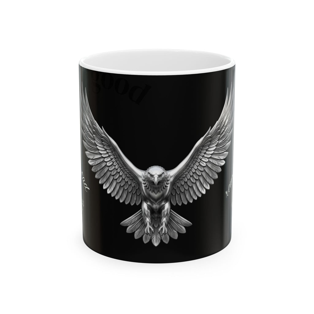 Owl Flight Ceramic Mug — Gothic Black Owl Coffee Cup (11oz, 15oz)