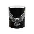 Owl Flight Ceramic Mug — Gothic Black Owl Coffee Cup (11oz, 15oz)