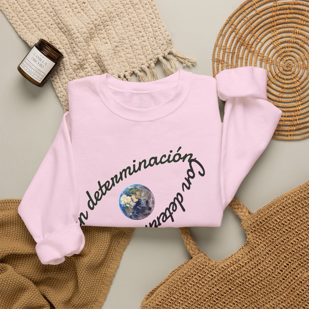Crewneck Sweatshirt — "Con determinación" Earth & Sloth Eco Graphic