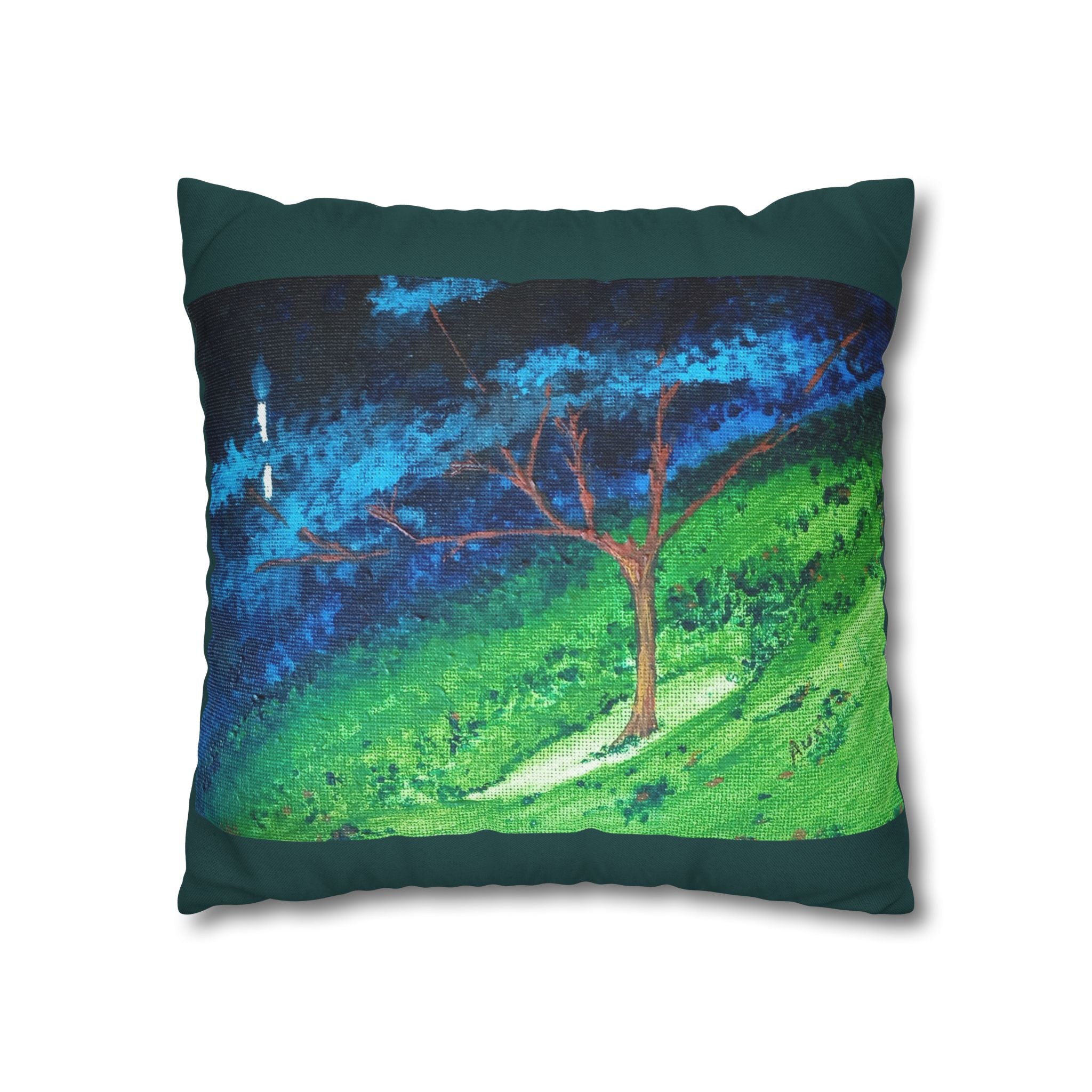 Solo Funda, no incluye relleno.  Solid Teal Decorative Pillowcase — Spun Polyester Square Pillow Cover