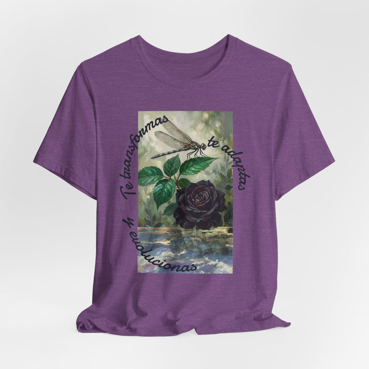 T‑Shirt — Vintage Botanical Dragonfly with Spanish Quote (“Te transformarás, te despertarás y evolucionas”)