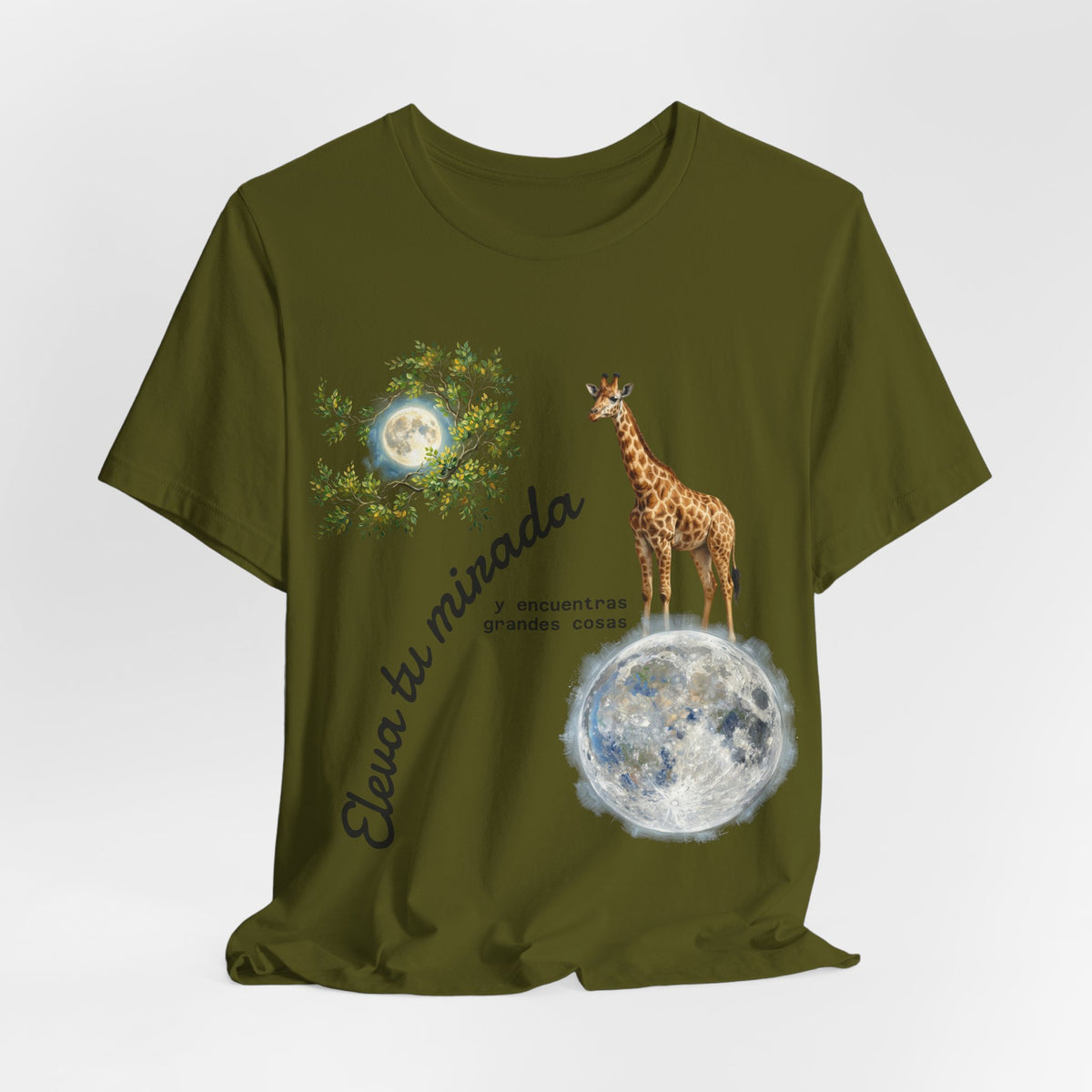 Giraffe Moon Tee — "Eleva tu mirada" Inspirational Graphic T-Shirt