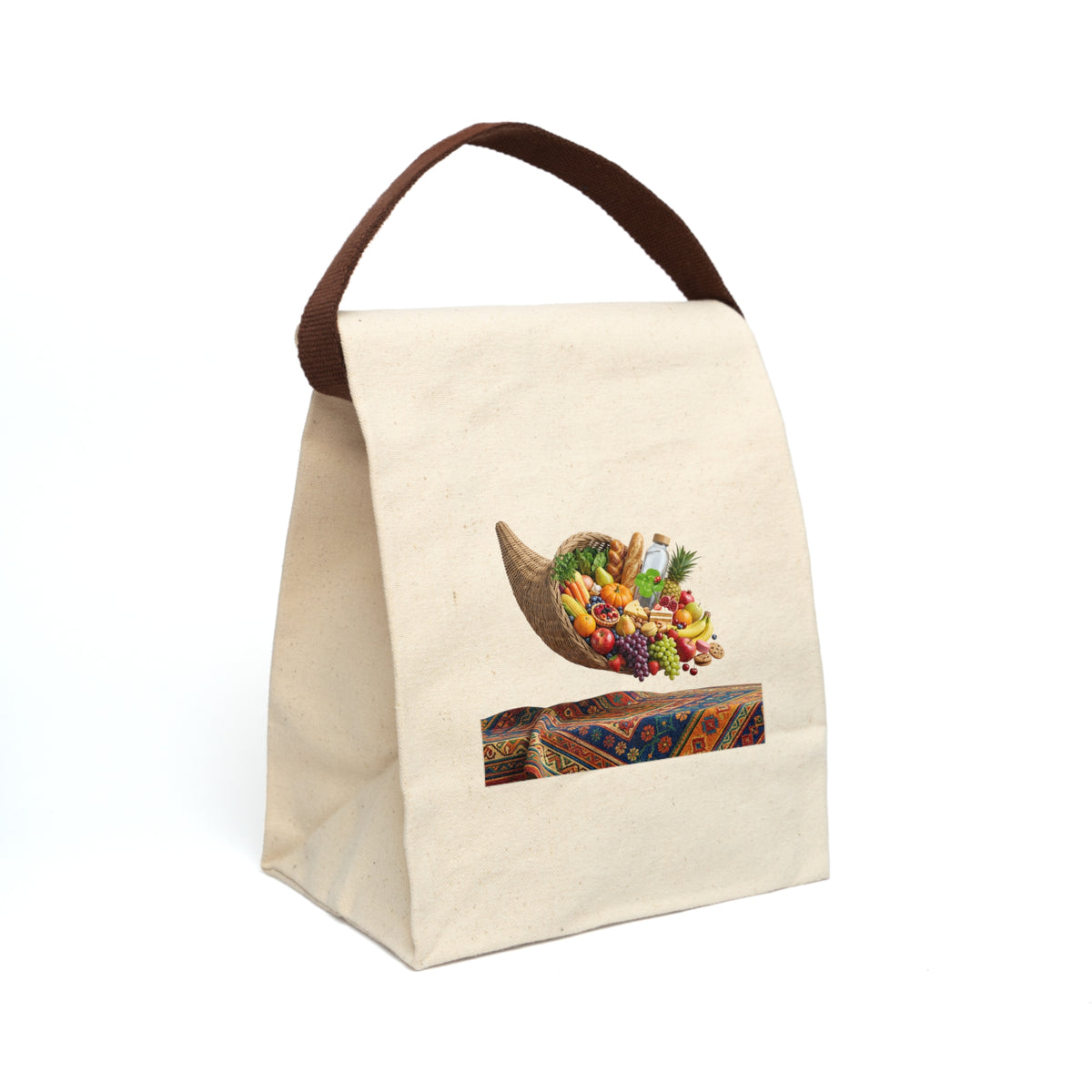 Canvas Lunch Bag — Cornucopia Harvest Print Insulated Lunch Tote