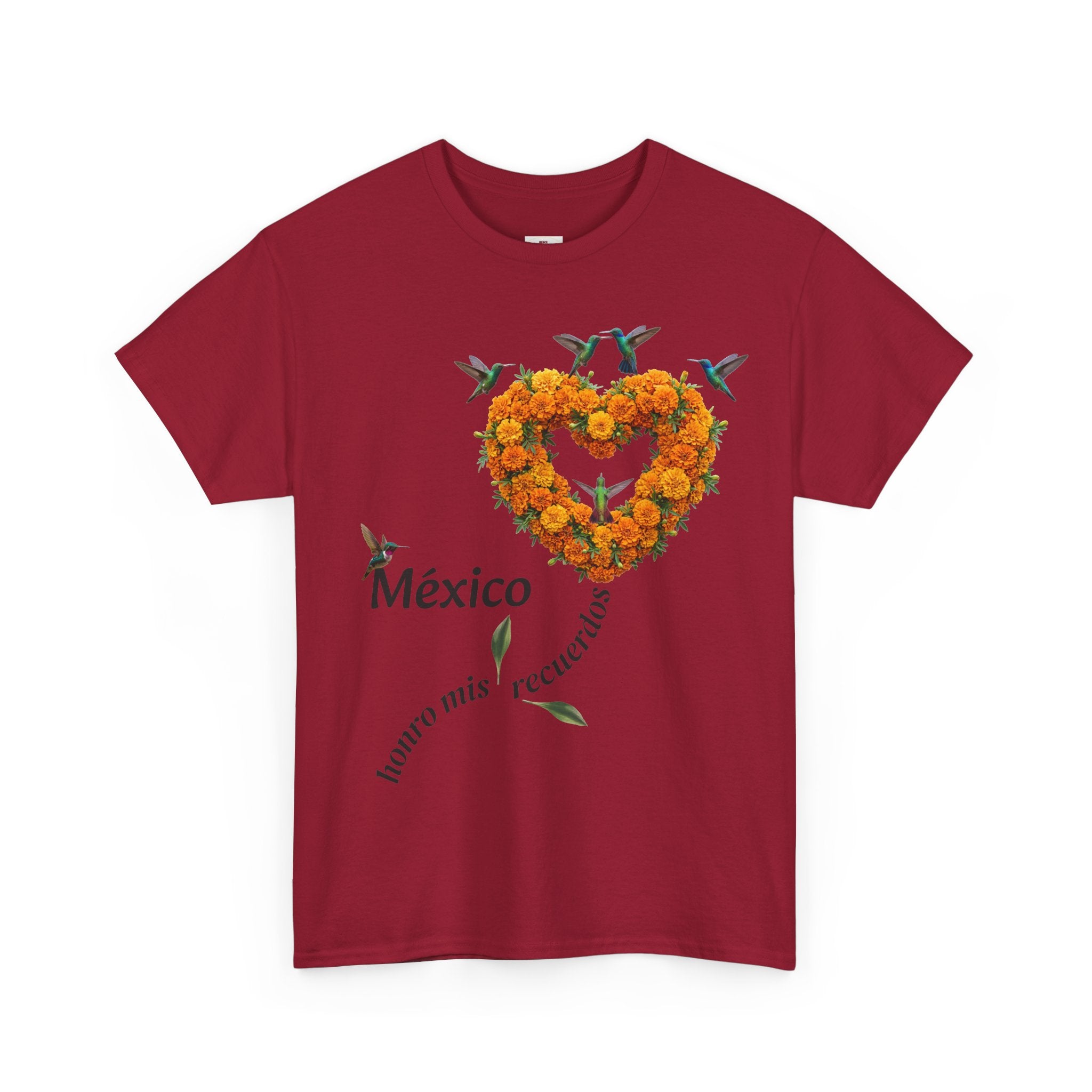 Mexico Marigold Heart T-Shirt – "tomo mis recuerdos" Día de Muertos Tribute