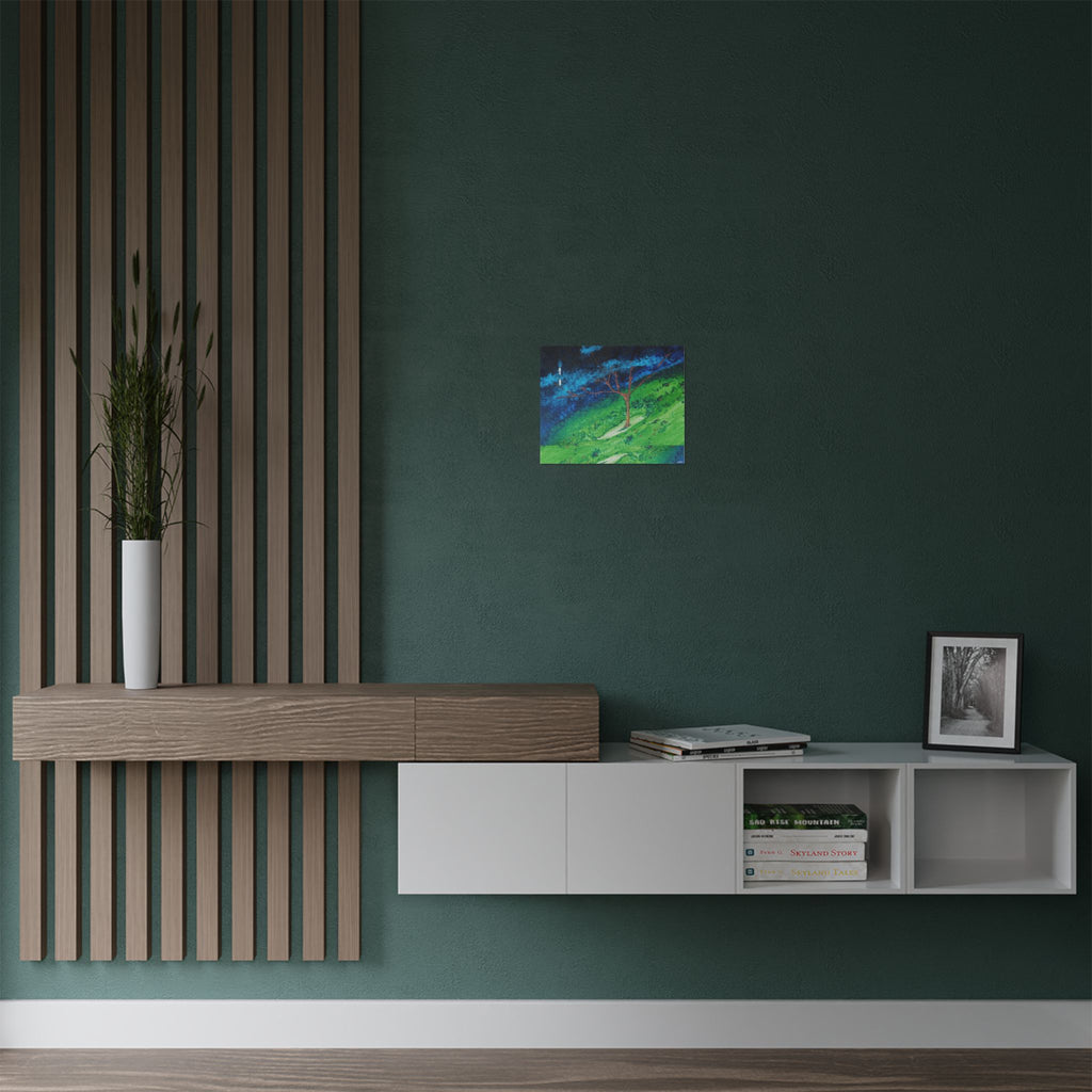 Satin Poster — Serene Hillside Tree Landscape Art Print (300gsm)