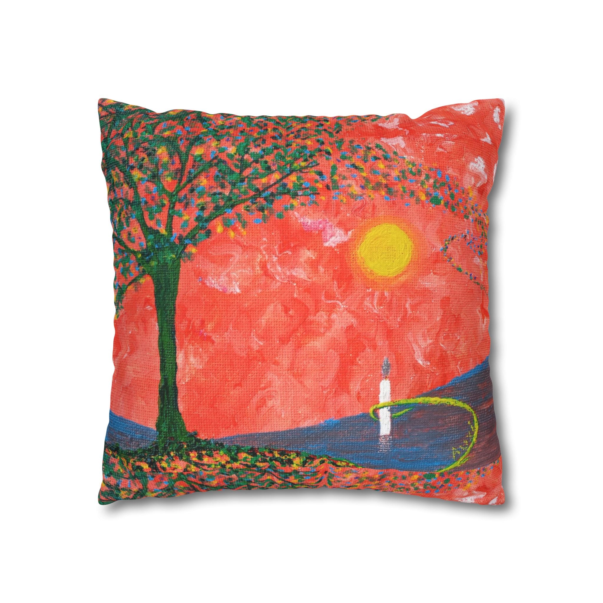 Solo Funda, no incluye relleno.  Orange Decorative Pillowcase — Solid Spun Polyester Square Cushion Cover