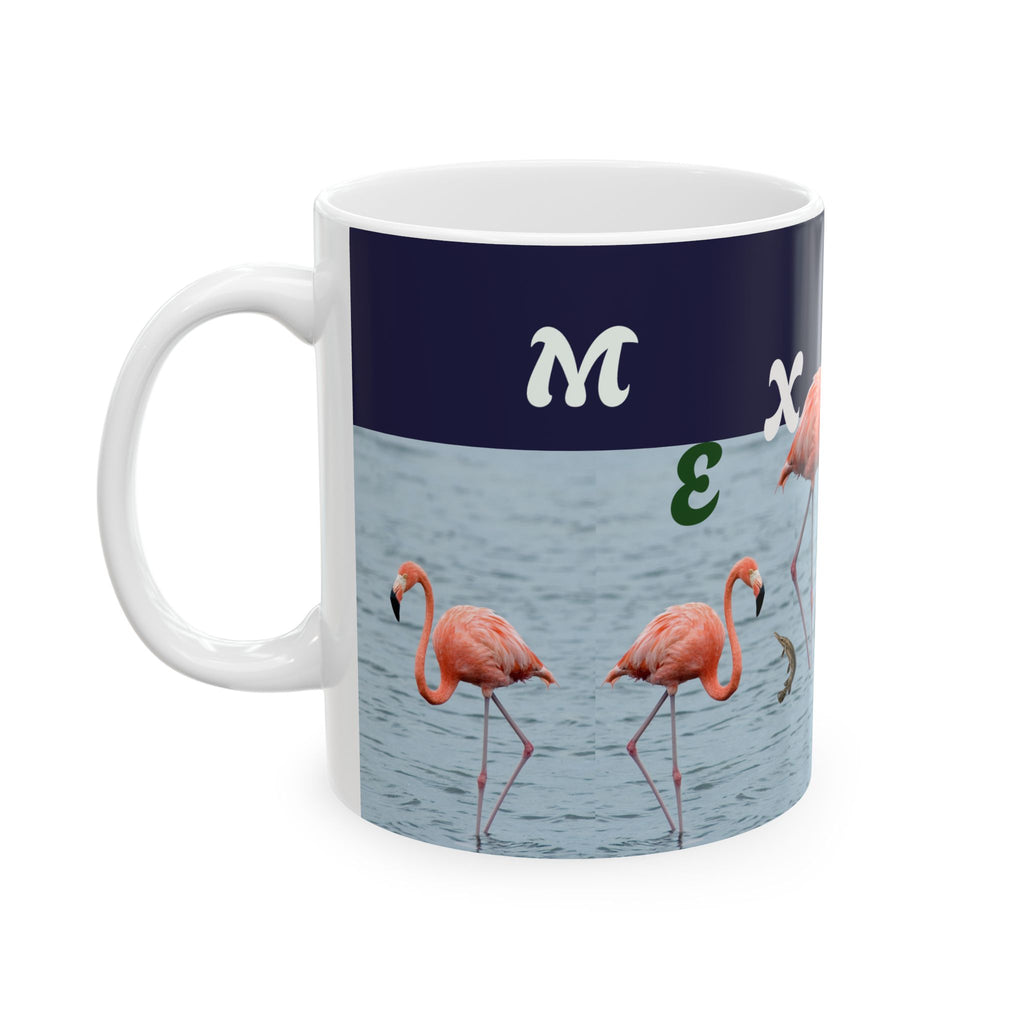 Flamingo & Sunflower Ceramic Mug (11oz, 15oz) - Tropical Bird Coffee Cup