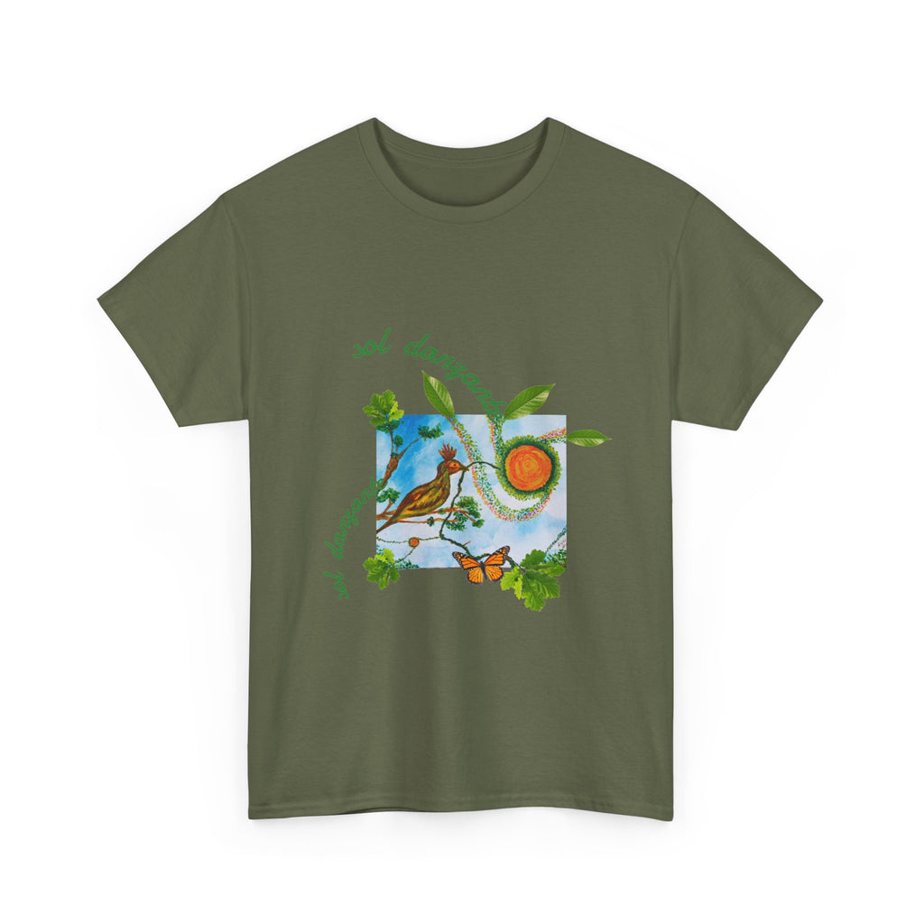 Nature Sunbird Tee — 'sol danzar' Floral Bird Graphic T‑Shirt
