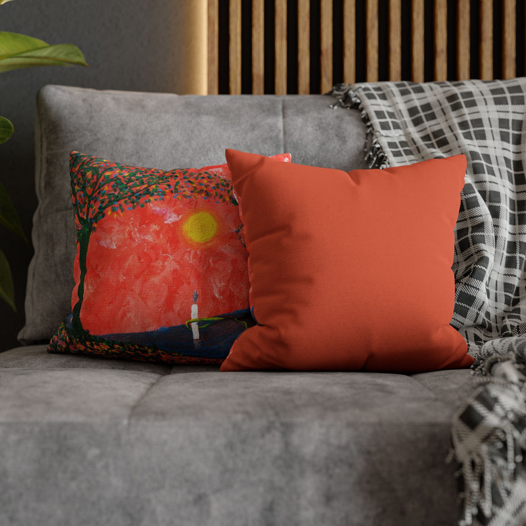 Solo Funda, no incluye relleno.  Orange Decorative Pillowcase — Solid Spun Polyester Square Cushion Cover