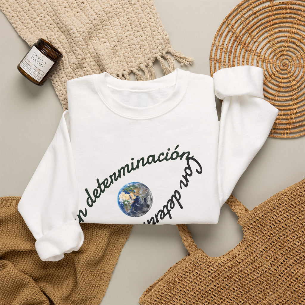Crewneck Sweatshirt — "Con determinación" Earth & Sloth Eco Graphic