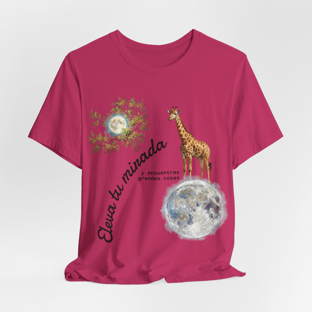 Giraffe Moon Tee — "Eleva tu mirada" Inspirational Graphic T-Shirt