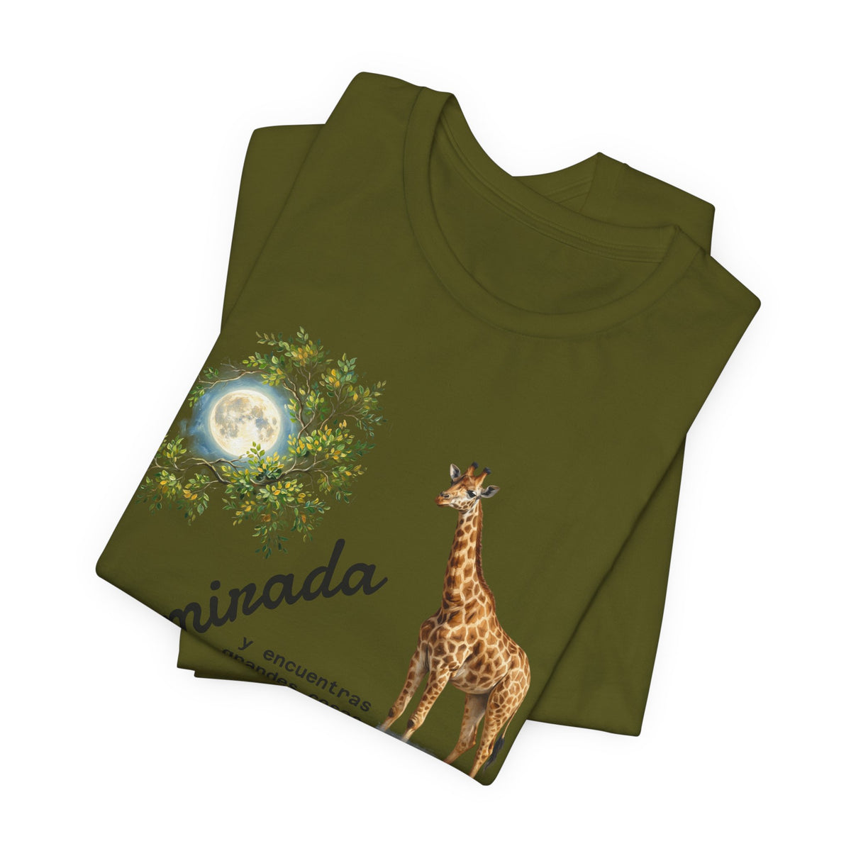 Giraffe Moon Tee — "Eleva tu mirada" Inspirational Graphic T-Shirt