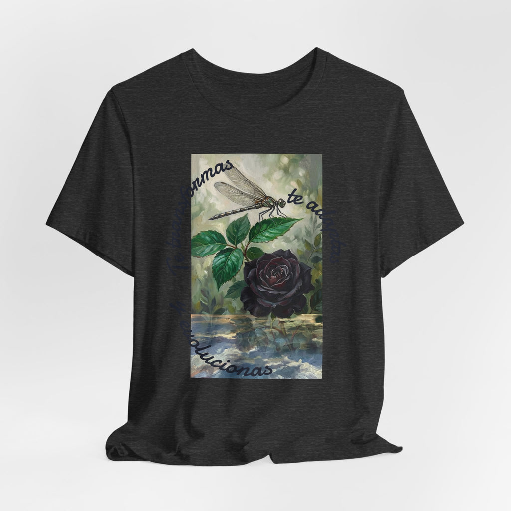 T‑Shirt — Vintage Botanical Dragonfly with Spanish Quote (“Te transformarás, te despertarás y evolucionas”)