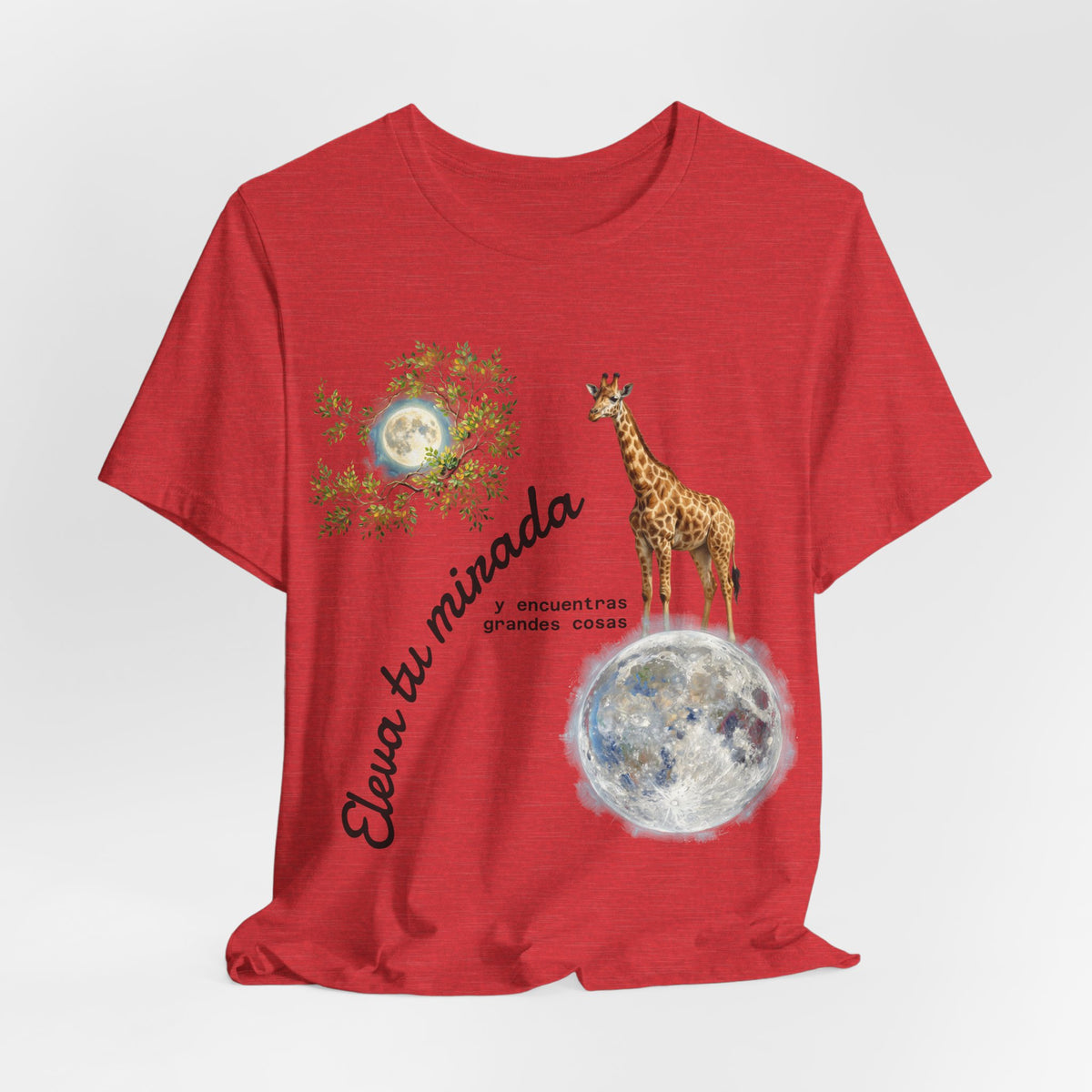 Giraffe Moon Tee — "Eleva tu mirada" Inspirational Graphic T-Shirt