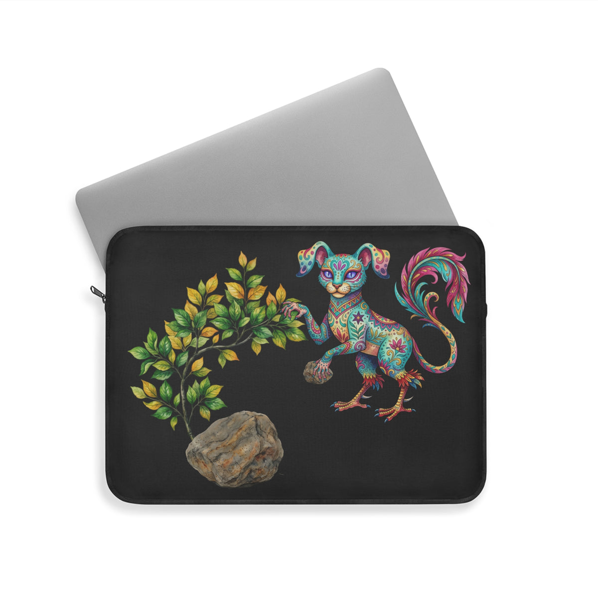 Colorful Alebrije Cat Laptop Sleeve — Vibrant Mexican Folk Art Laptop Case