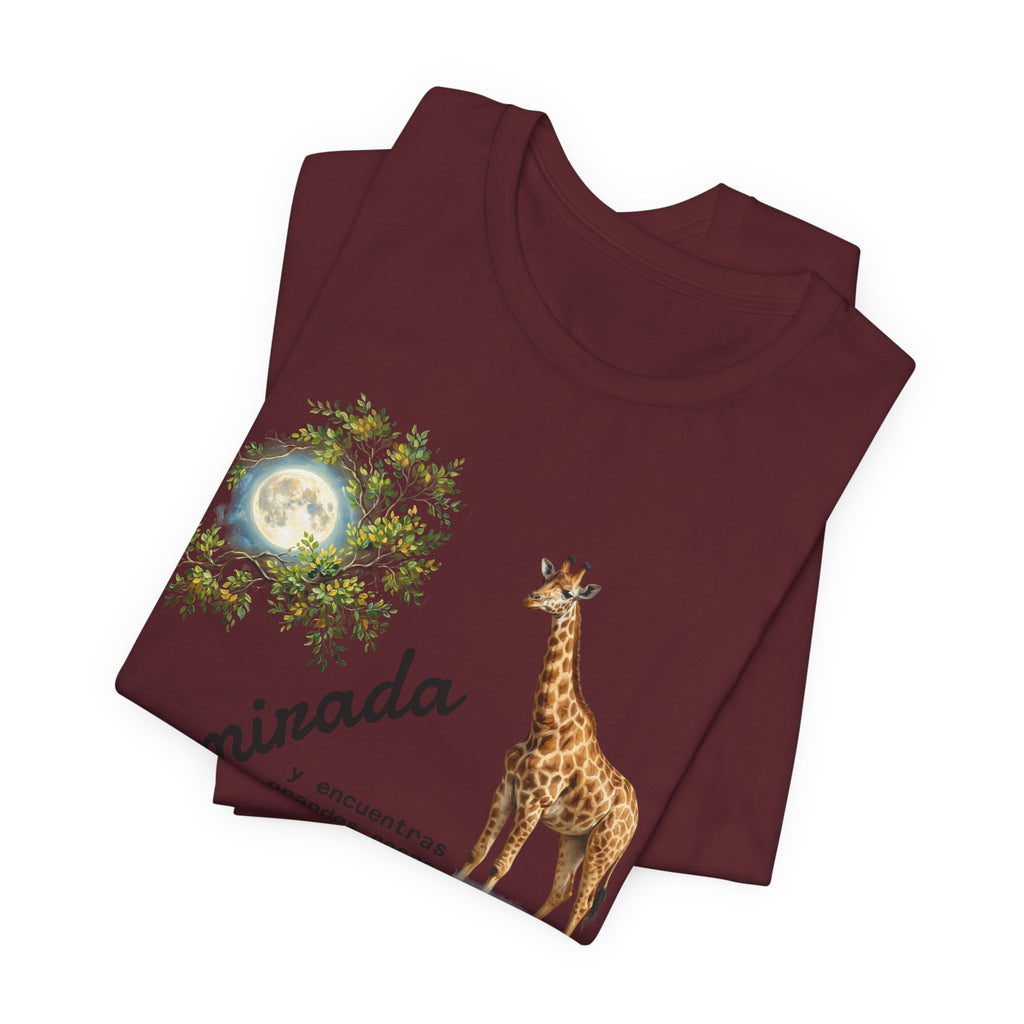 Giraffe Moon Tee — "Eleva tu mirada" Inspirational Graphic T-Shirt