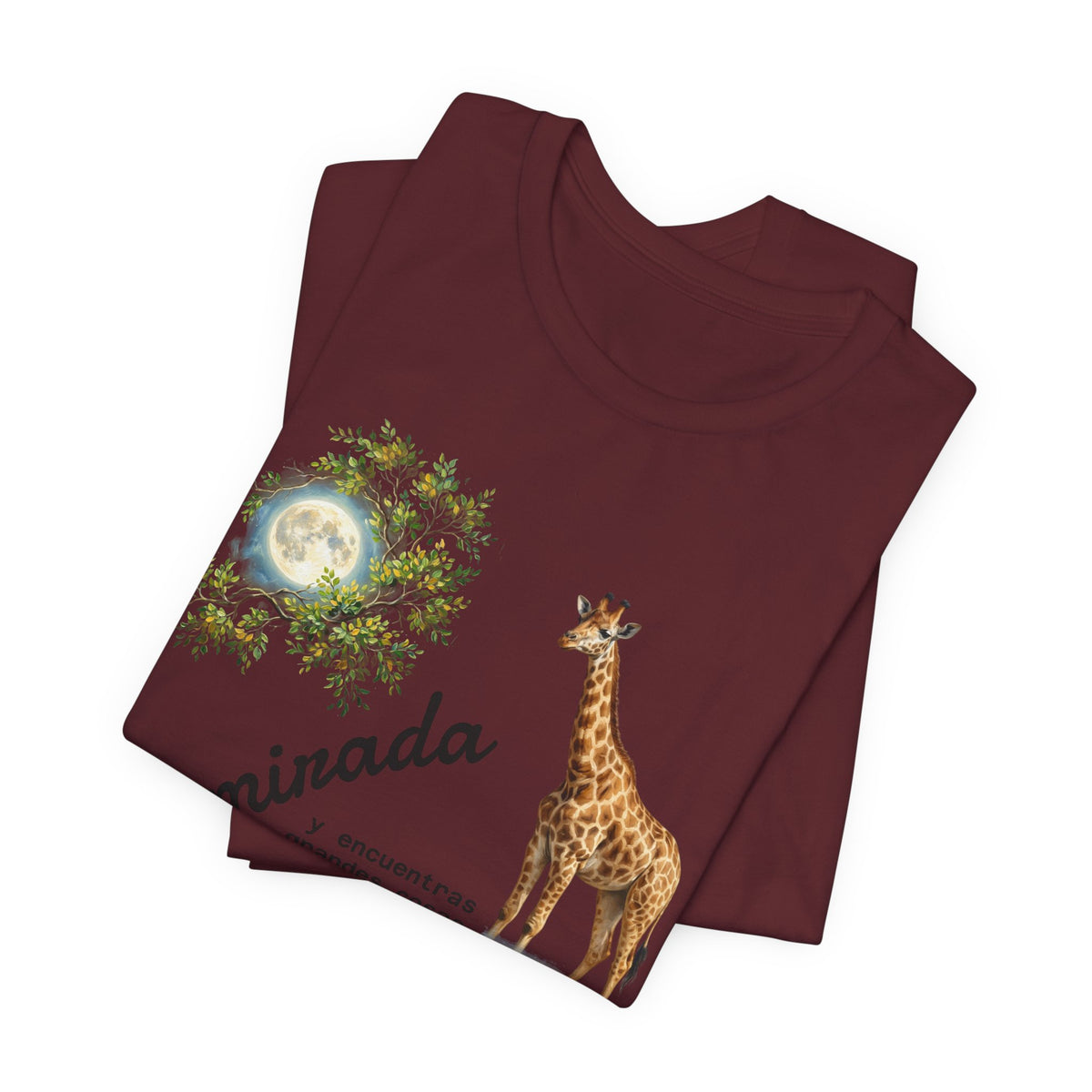 Giraffe Moon Tee — "Eleva tu mirada" Inspirational Graphic T-Shirt