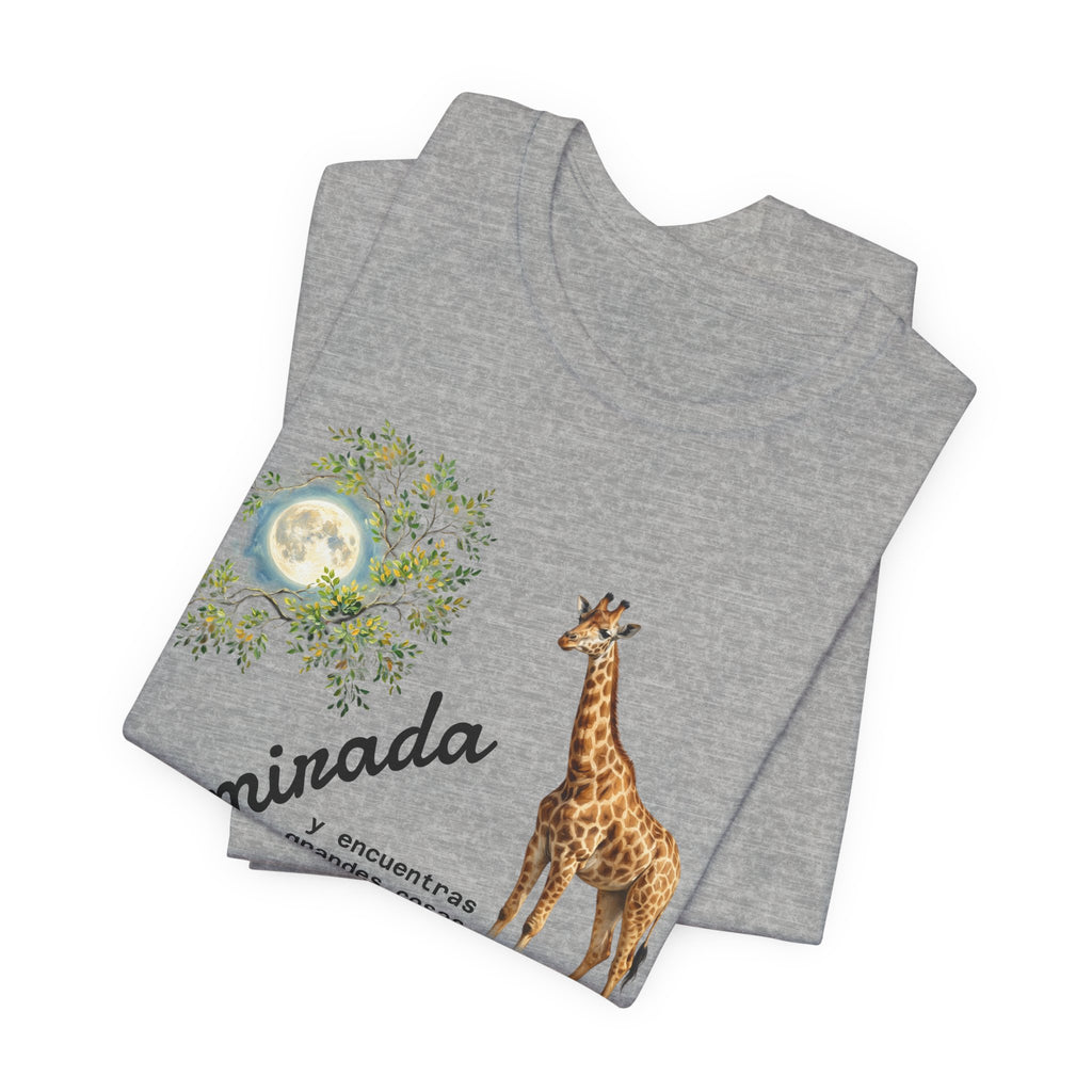 Giraffe Moon Tee — "Eleva tu mirada" Inspirational Graphic T-Shirt
