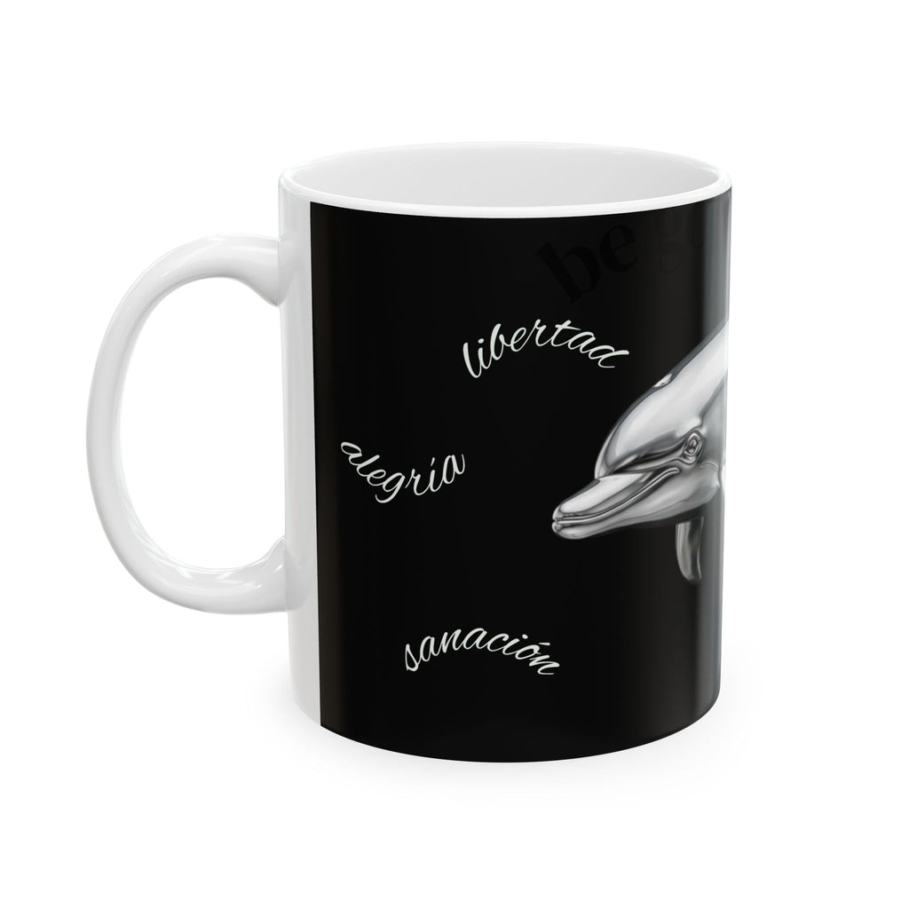 Chrome Dolphin Ceramic Mug — Metallic Dolphin Coffee Cup (11oz/15oz)
