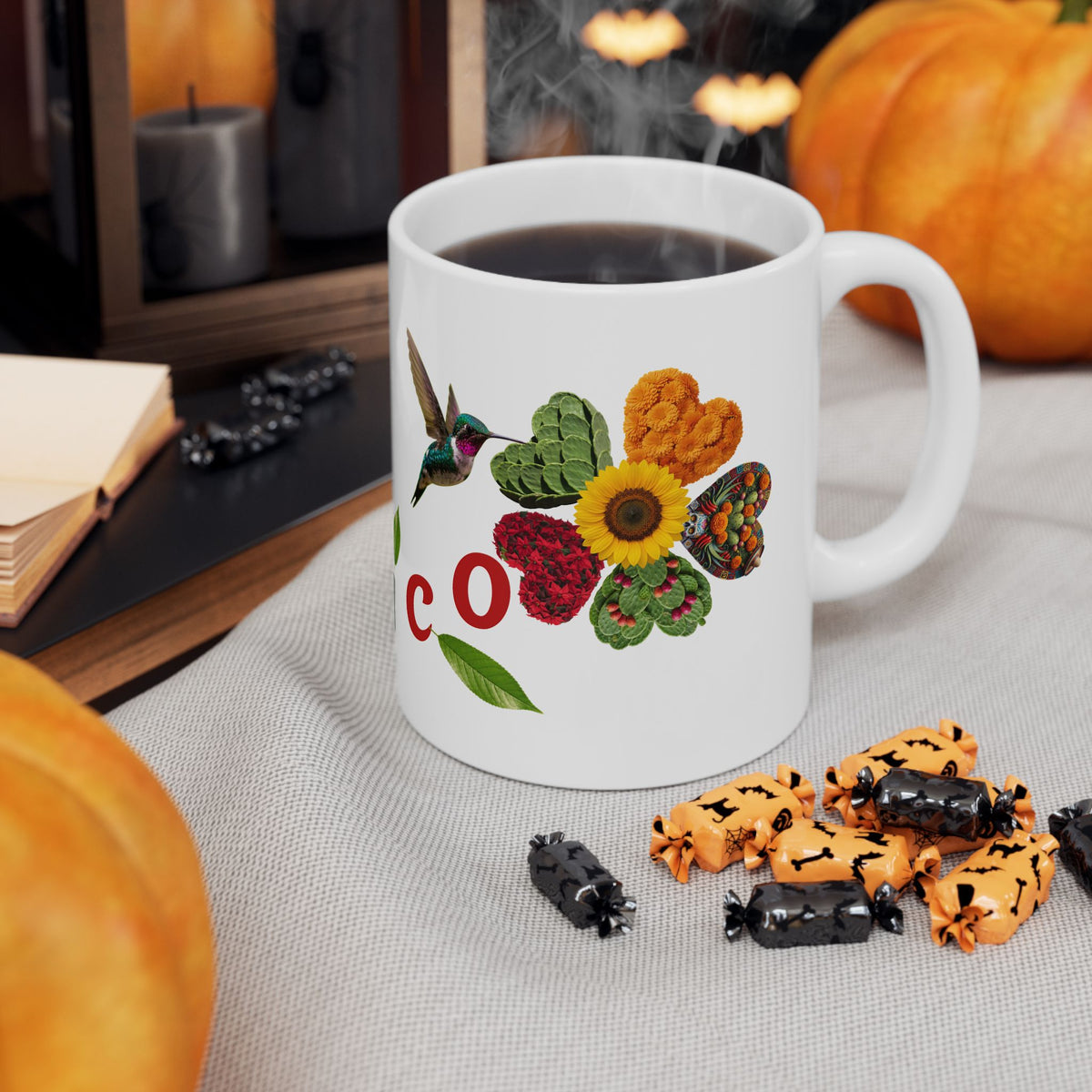 Mexico Corazón Ceramic Mug — Hummingbird & Floral Love Coffee Cup (11oz/15oz)