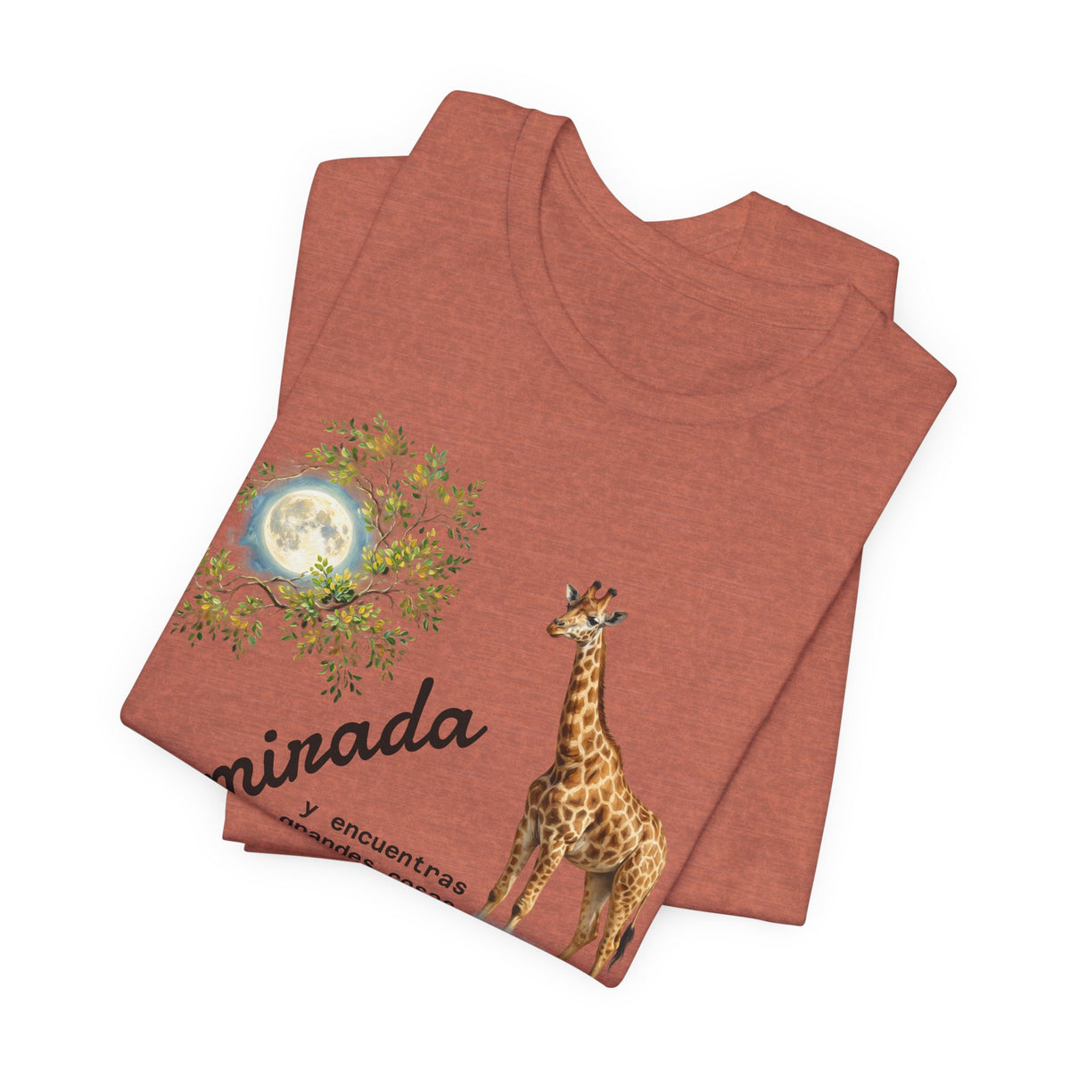 Giraffe Moon Tee — "Eleva tu mirada" Inspirational Graphic T-Shirt