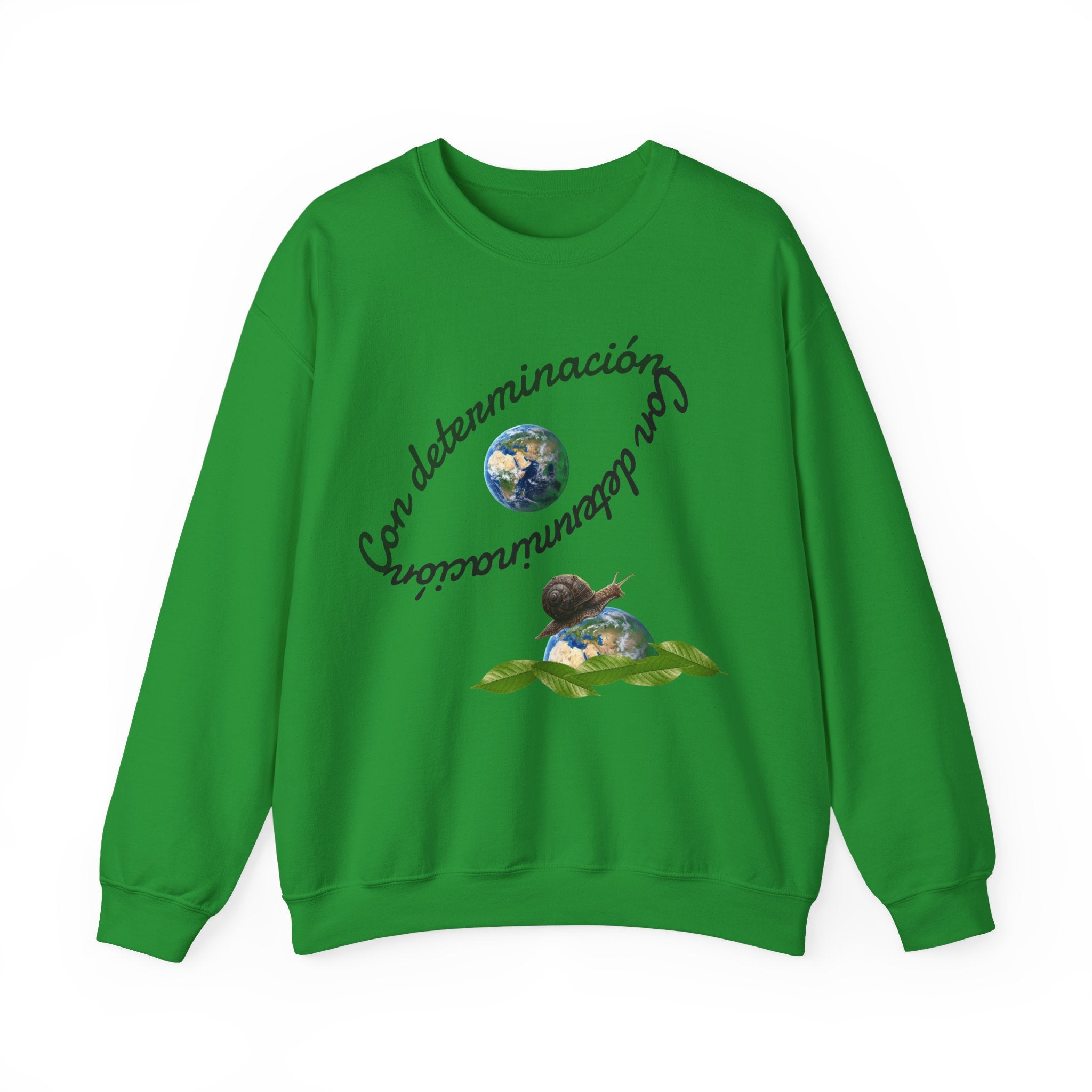 Crewneck Sweatshirt — "Con determinación" Earth & Sloth Eco Graphic