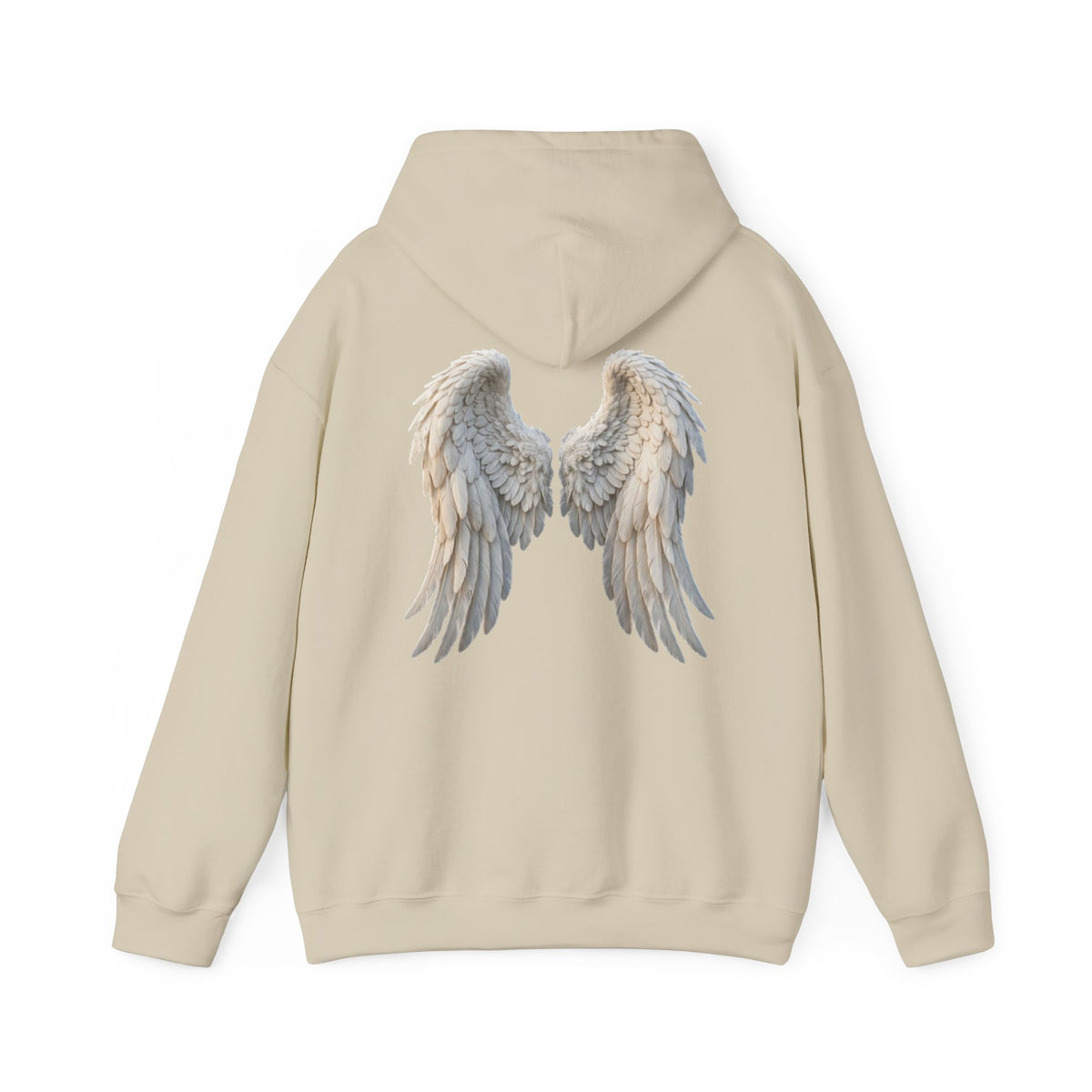 Angel Wings Hoodie — Soft White Back Graphic, Spiritual & Memorial Gift