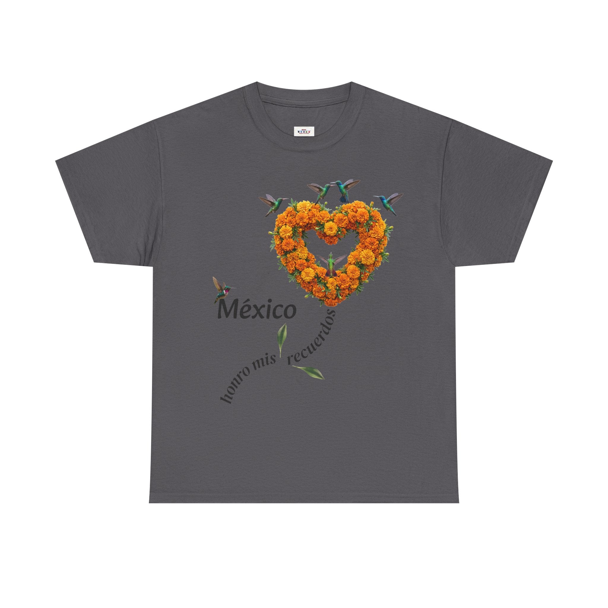 Mexico Marigold Heart T-Shirt – "tomo mis recuerdos" Día de Muertos Tribute