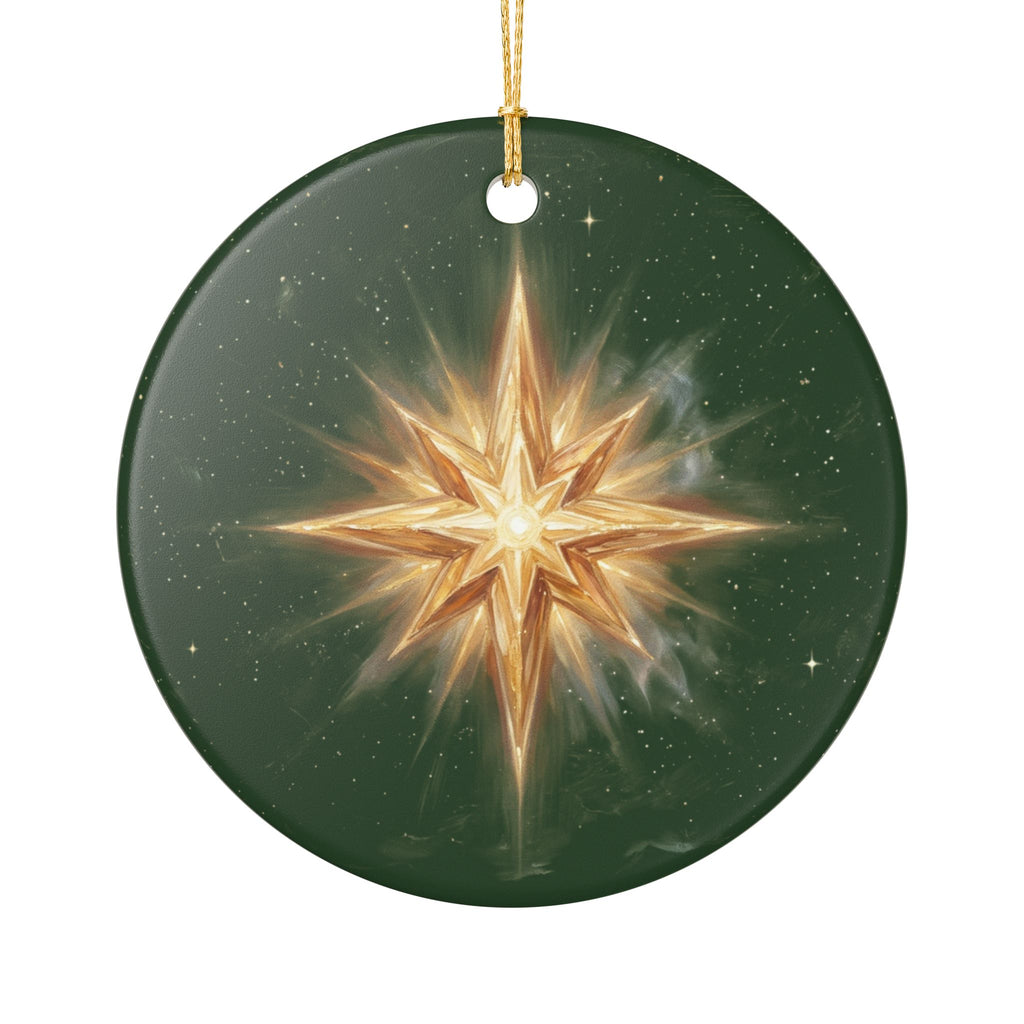 Starburst Ceramic Heart Ornament — Gold Star Christmas Decoration