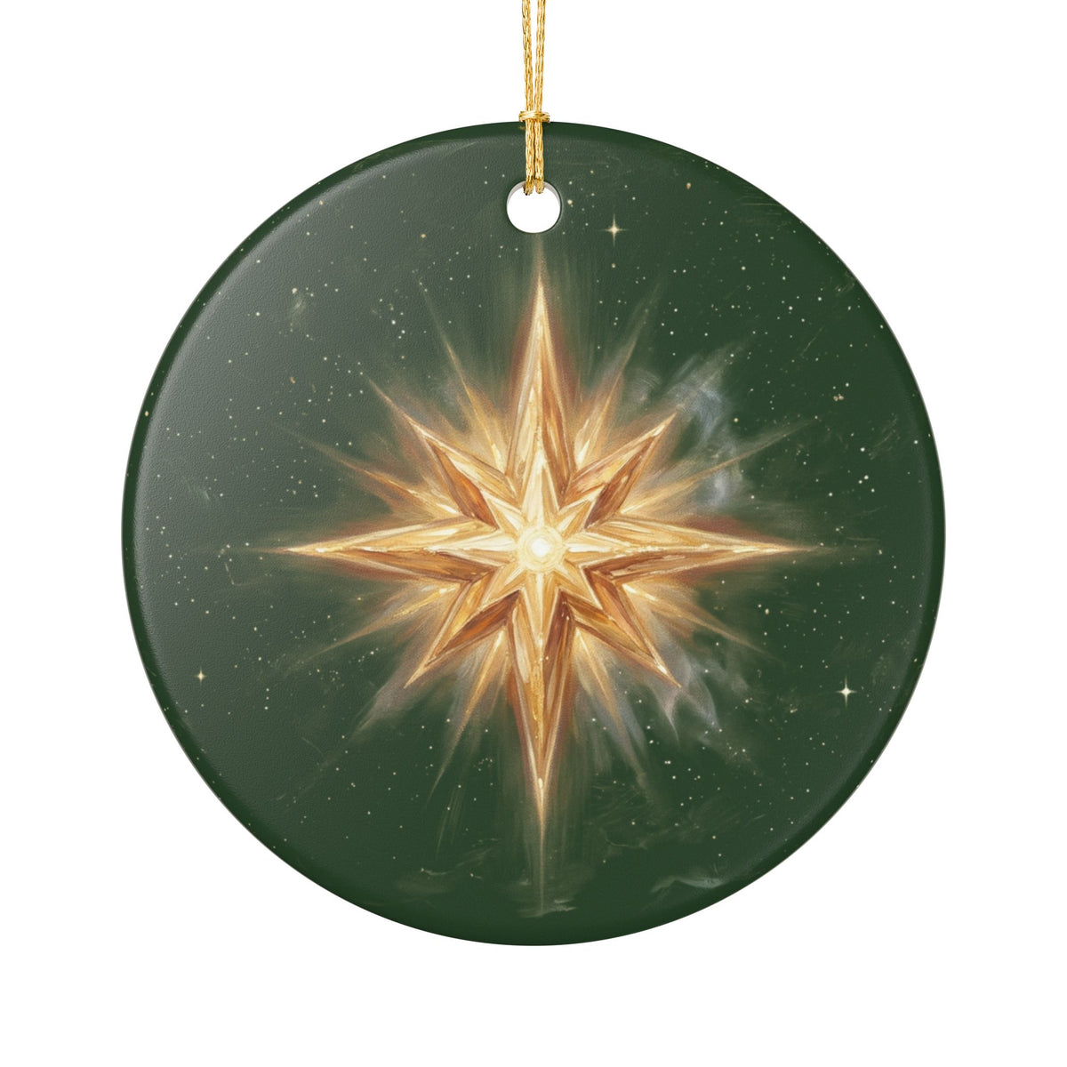 Starburst Ceramic Heart Ornament — Gold Star Christmas Decoration