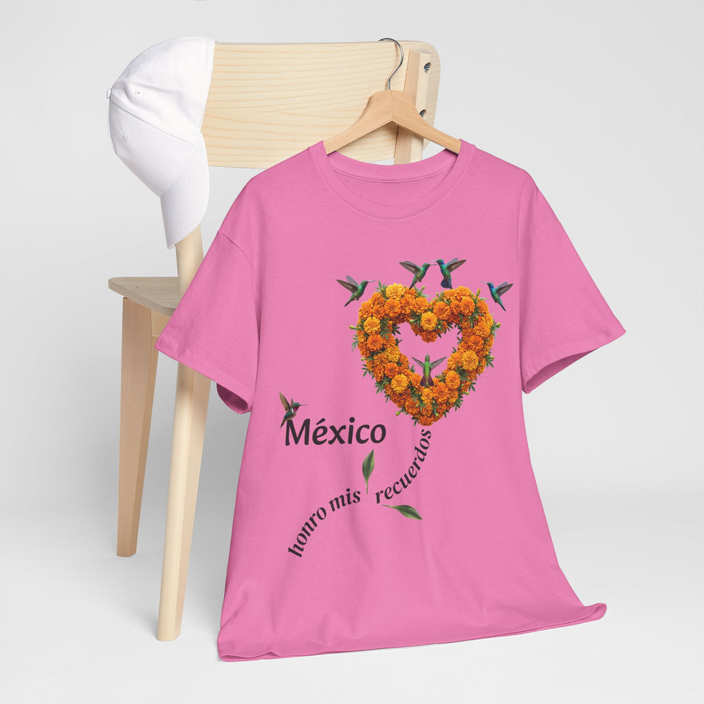 Mexico Marigold Heart T-Shirt – "tomo mis recuerdos" Día de Muertos Tribute