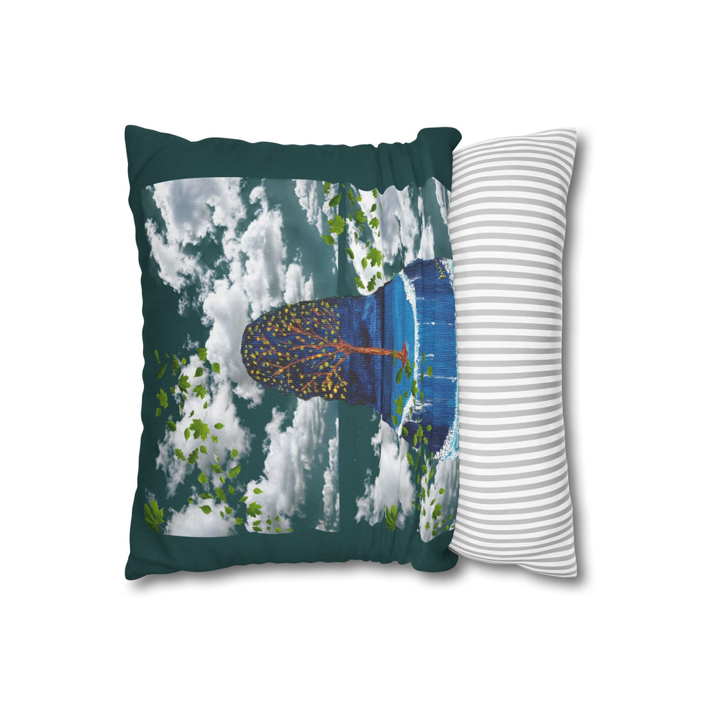 Solo Funda, no incluye relleno. Solid Teal Square Pillowcase — Spun Polyester Decorative Throw Pillow Cover