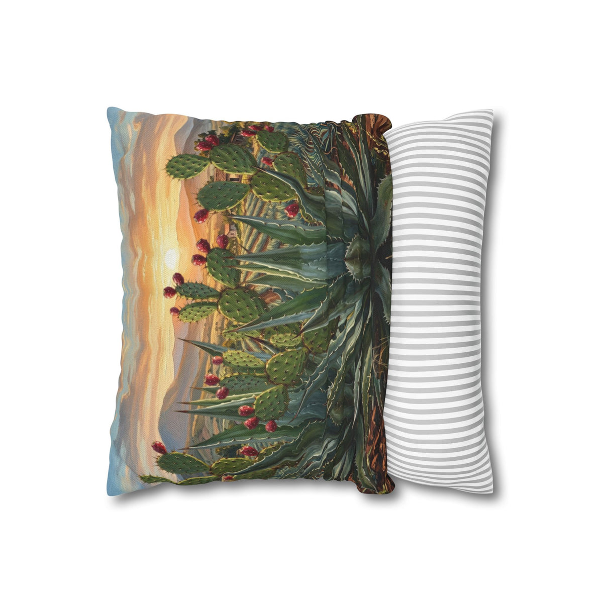 Solo funda, no incluye relleno.  Desert Sunrise Cactus Pillowcase — Southwestern Agave & Prickly Pear Throw Pillow Cover