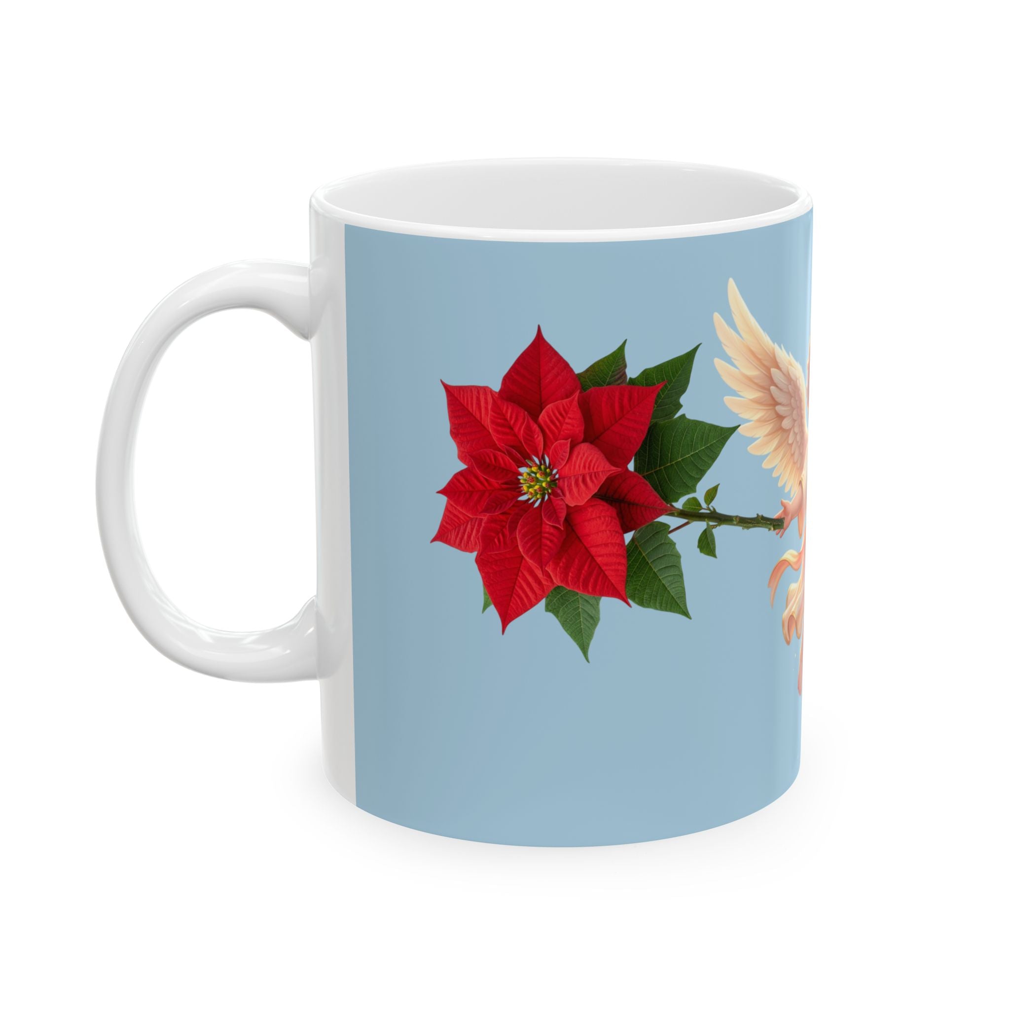 Vintage Cupid Angel Mug with Candy Heart — 'Feliz' Romantic Valentine Coffee Cup