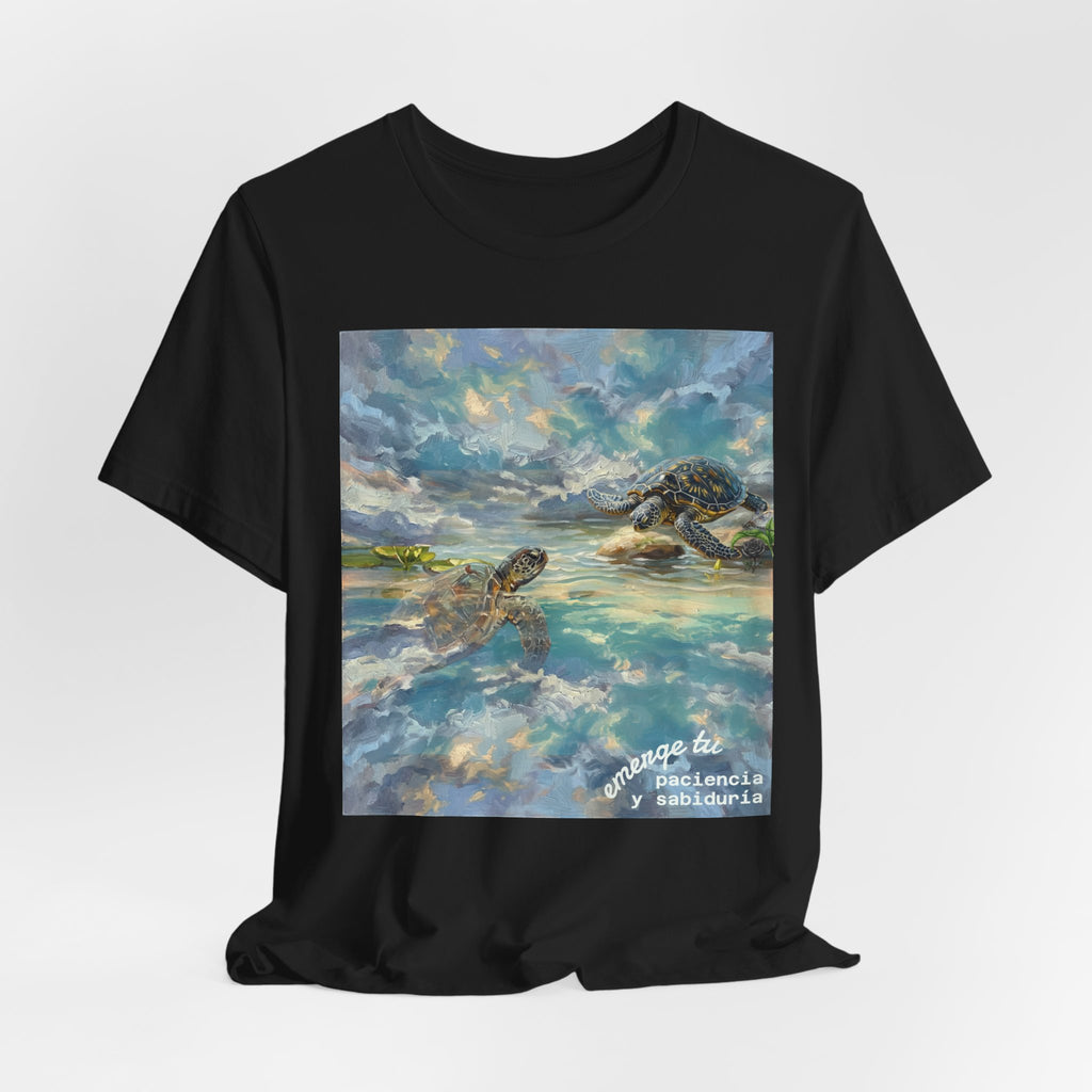 Sea Turtle Beach Art T-Shirt – Coastal Ocean Wave Graphic Tee