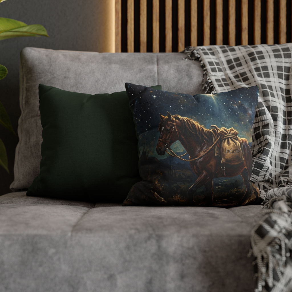 Starry Night Horse Decorative Pillow - Rustic Western Farmhouse Throw Cushion