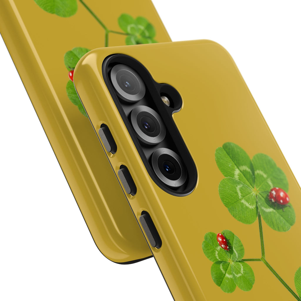 Clover & Ladybug Tough Phone Case — Lucky Botanical Protective Cover