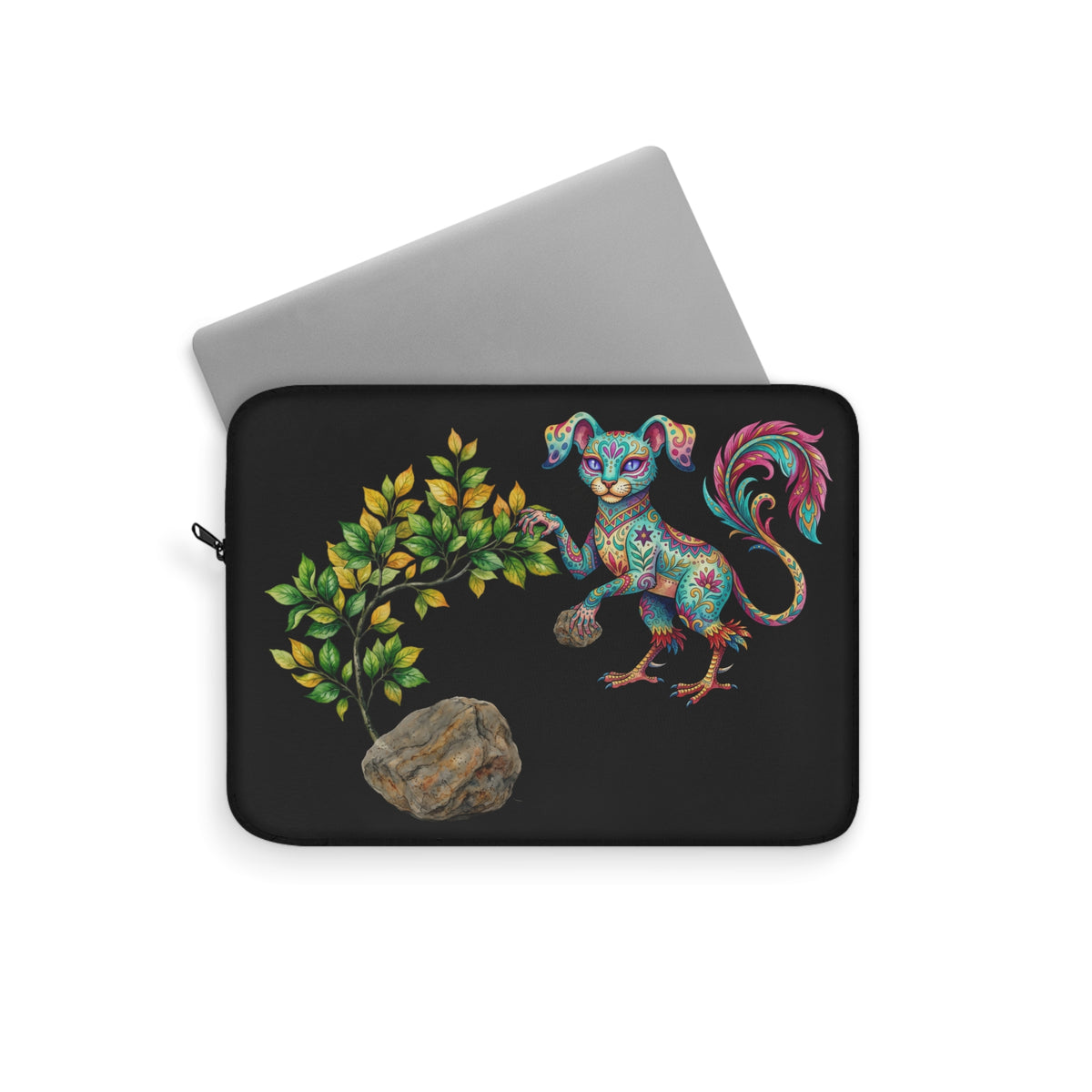 Colorful Alebrije Cat Laptop Sleeve — Vibrant Mexican Folk Art Laptop Case