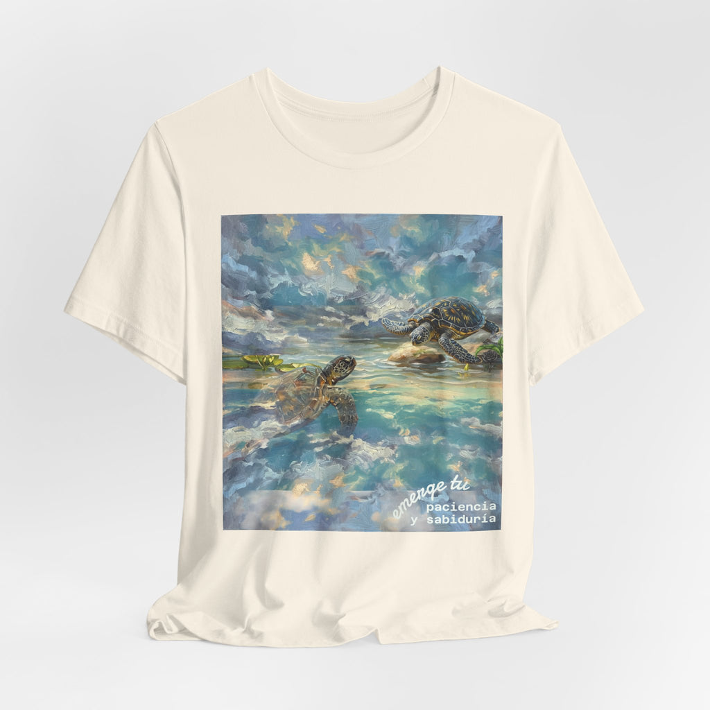 Sea Turtle Beach Art T-Shirt – Coastal Ocean Wave Graphic Tee
