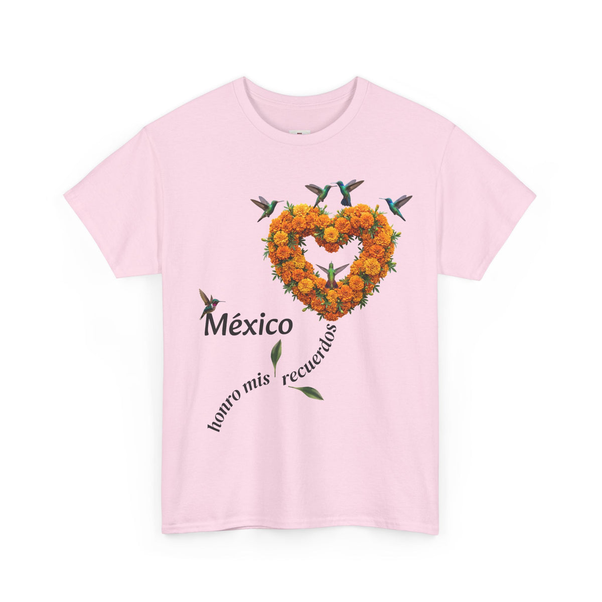 Mexico Marigold Heart T-Shirt – "tomo mis recuerdos" Día de Muertos Tribute