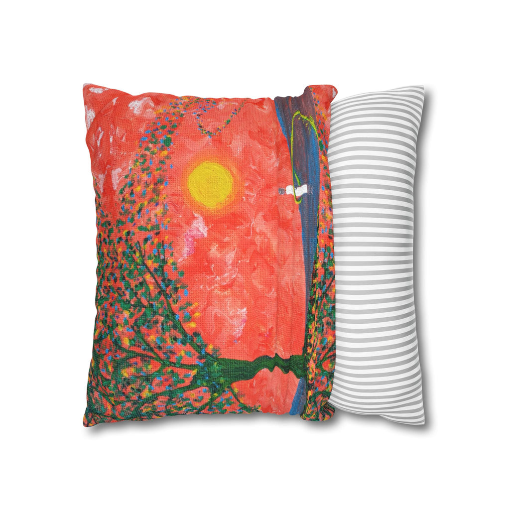 Solo Funda, no incluye relleno.  Orange Decorative Pillowcase — Solid Spun Polyester Square Cushion Cover