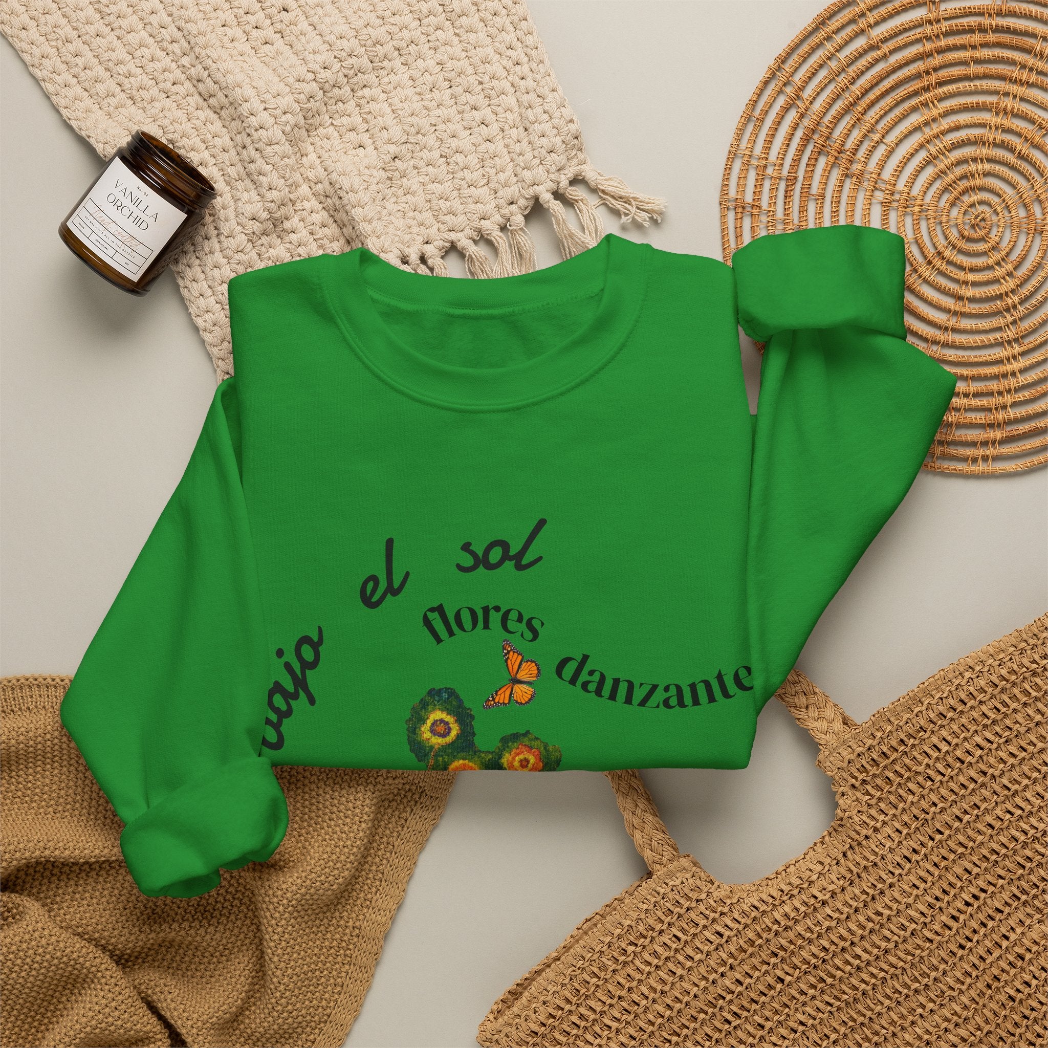 Floral Butterflies Crewneck Sweatshirt — "bajo el sol flores danzantes"