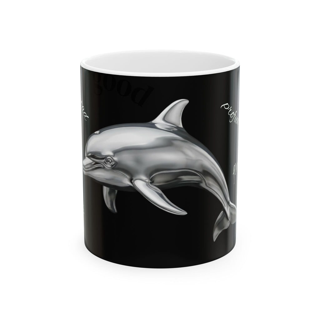 Chrome Dolphin Ceramic Mug — Metallic Dolphin Coffee Cup (11oz/15oz)
