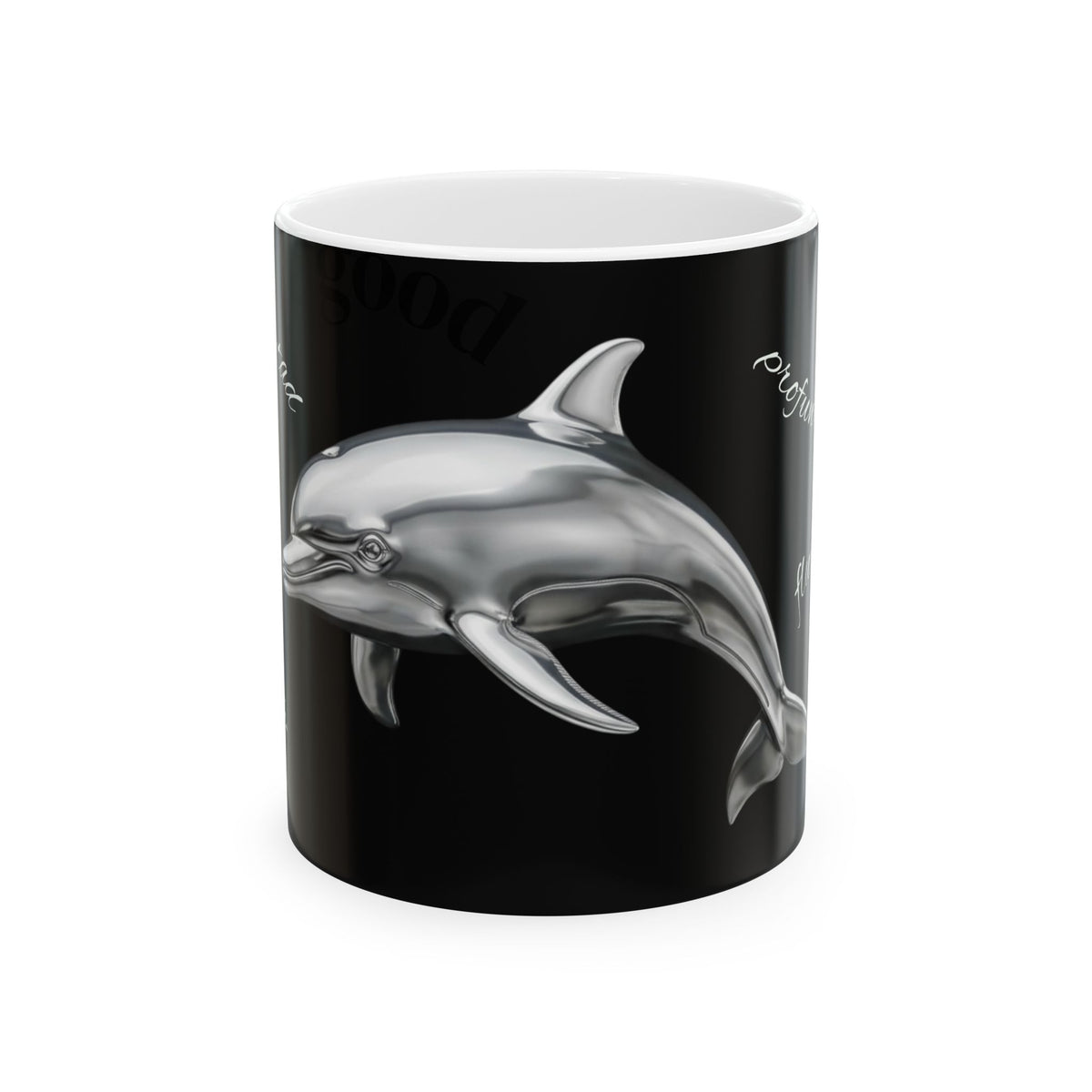 Chrome Dolphin Ceramic Mug — Metallic Dolphin Coffee Cup (11oz/15oz)