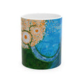 Floral Dreamscape Ceramic Mug — Blue Dandelion Art (11oz/15oz)