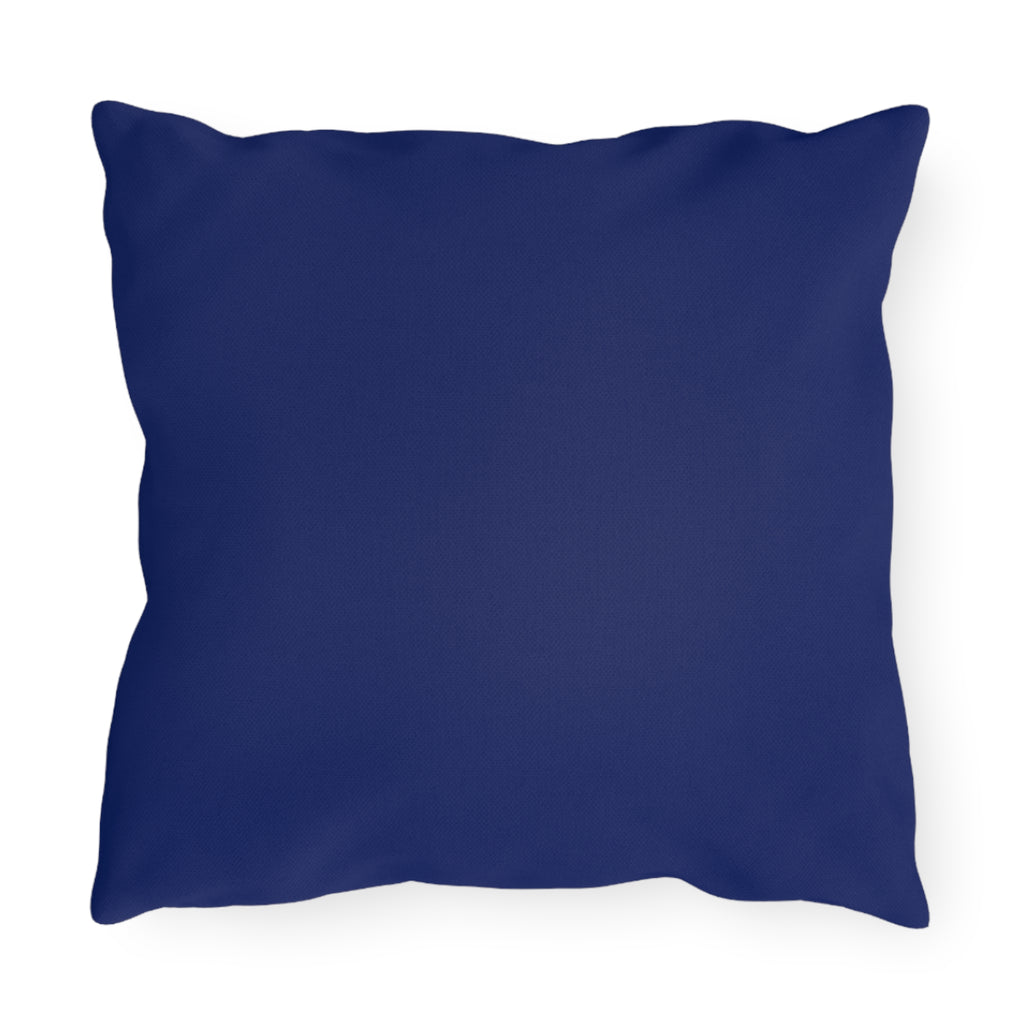 Blue Watercolor Rose Outdoor Pillow — Nautical Floral Patio Cushion